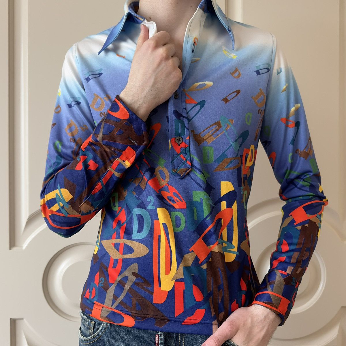 Dsquared2 Dsquared2 S/S 1997 Early Web Design Printed Button-Up Shirt Size US S / EU 44-46 / 1 - 5 Thumbnail