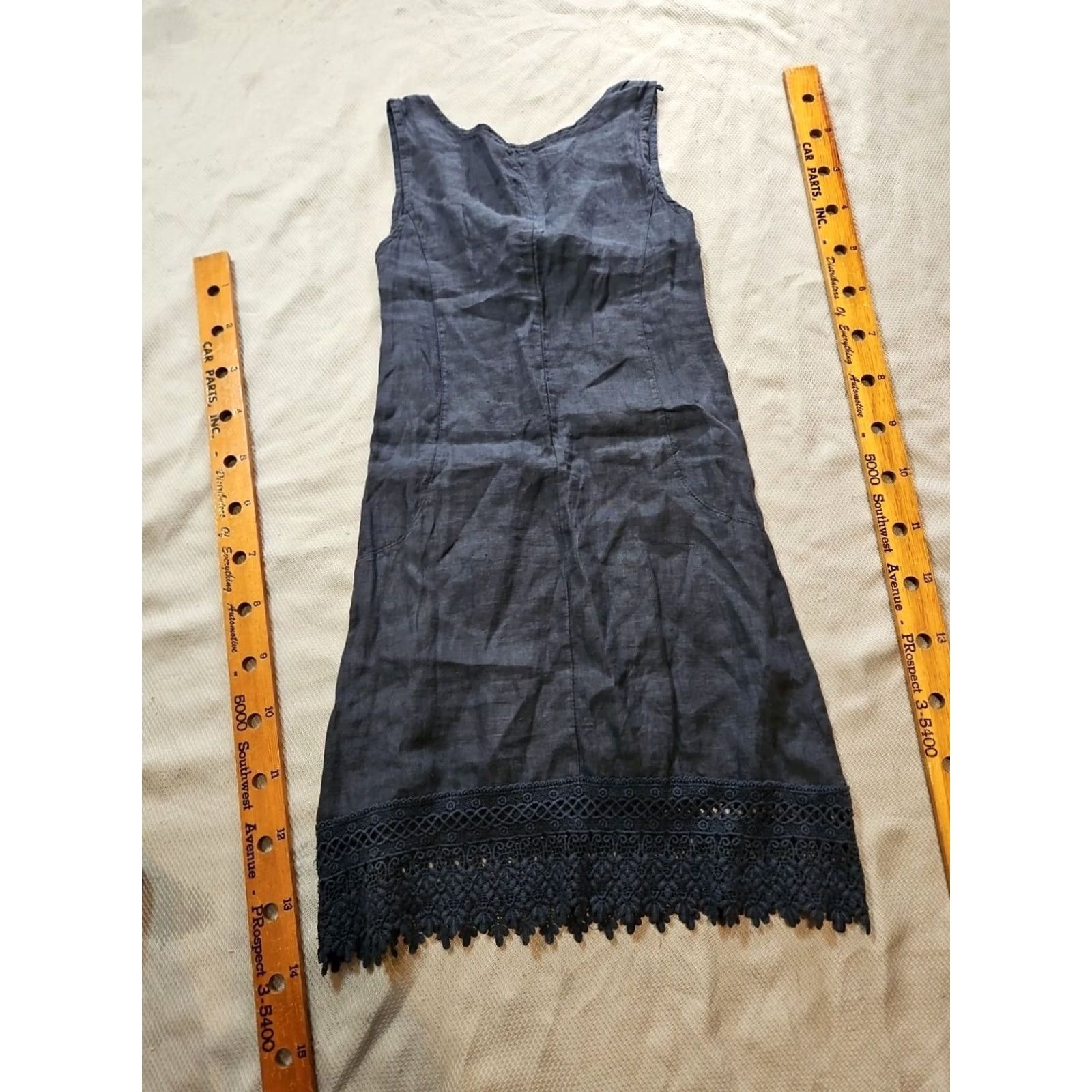 Vintage Lungo L'Arno Dress Womens XS Blue Linen Knit Embroidered Shift Made In Italy Size XS / US 0-2 / IT 36-38 - 7 Thumbnail