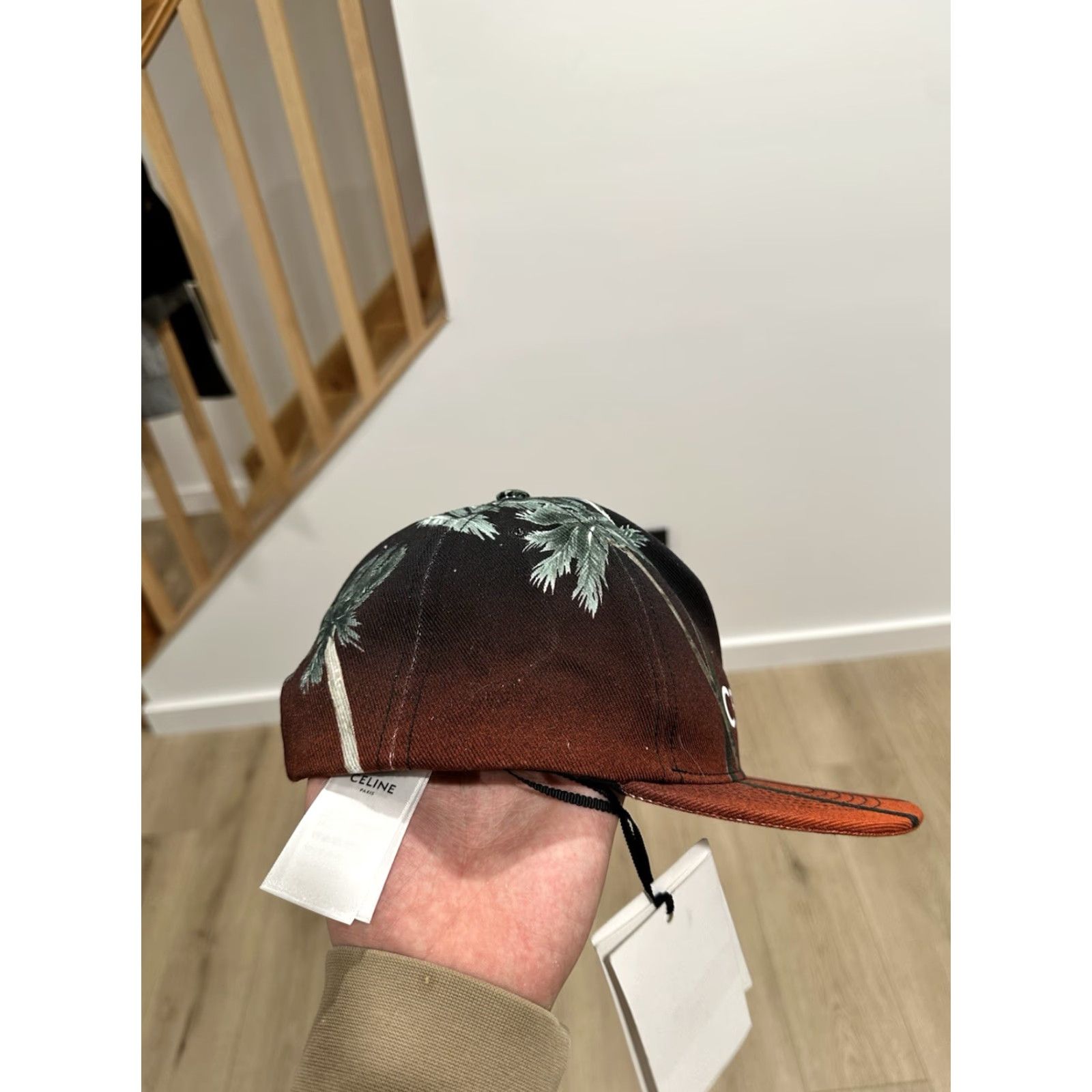 Celine NWT CELINE Hat Snapback Palm Trees Size Large Unisex Baseball Cap Black/Red Cotton Polyester Size ONE SIZE - 4 Thumbnail