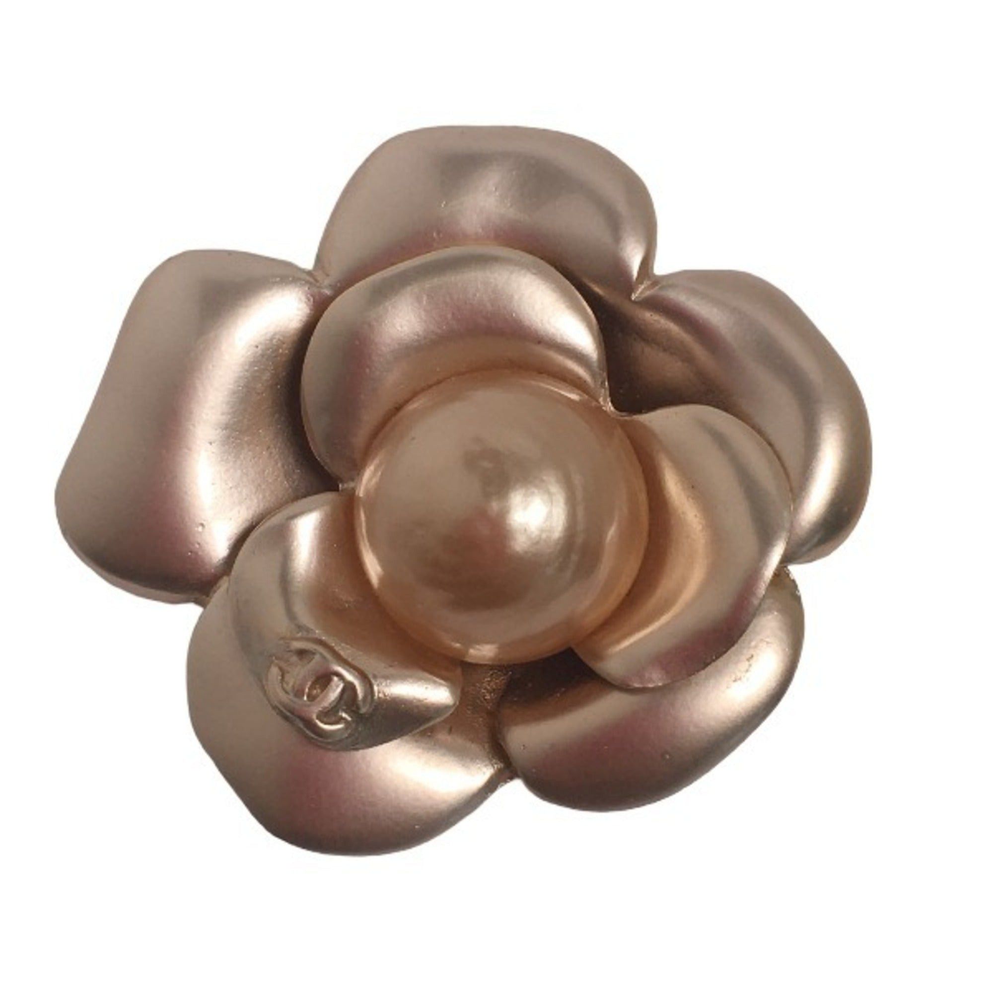 image of Chanel Corsage Cc Logo Camellia Oot Champagne Gold Brooch, Women's