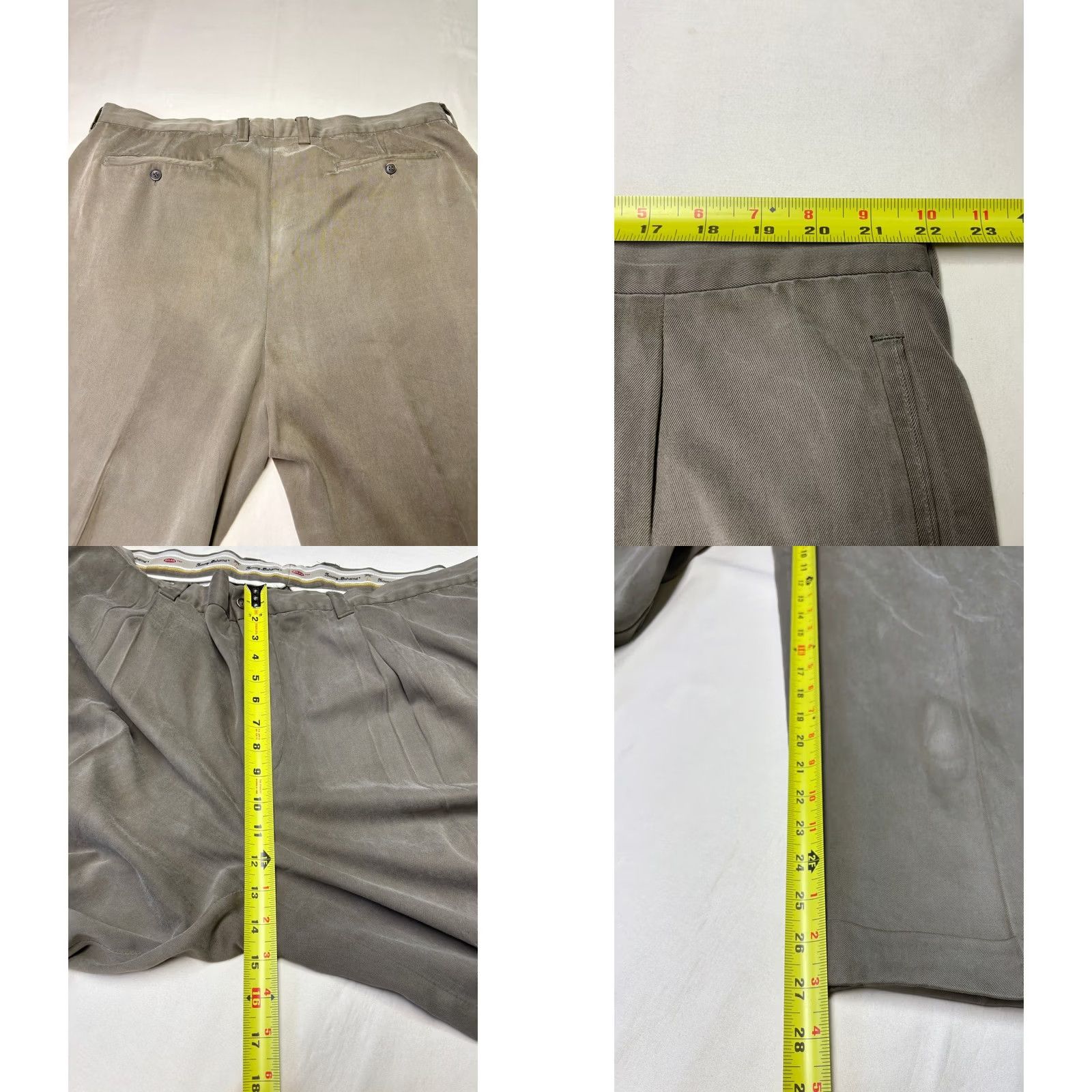 Tommy Bahama Tommy Bahama Pants Silk 42x30 Pleated Relaxed Cuffed Gray Taupe Dress Business Mens Size US 42 / EU 58 - 8 Thumbnail