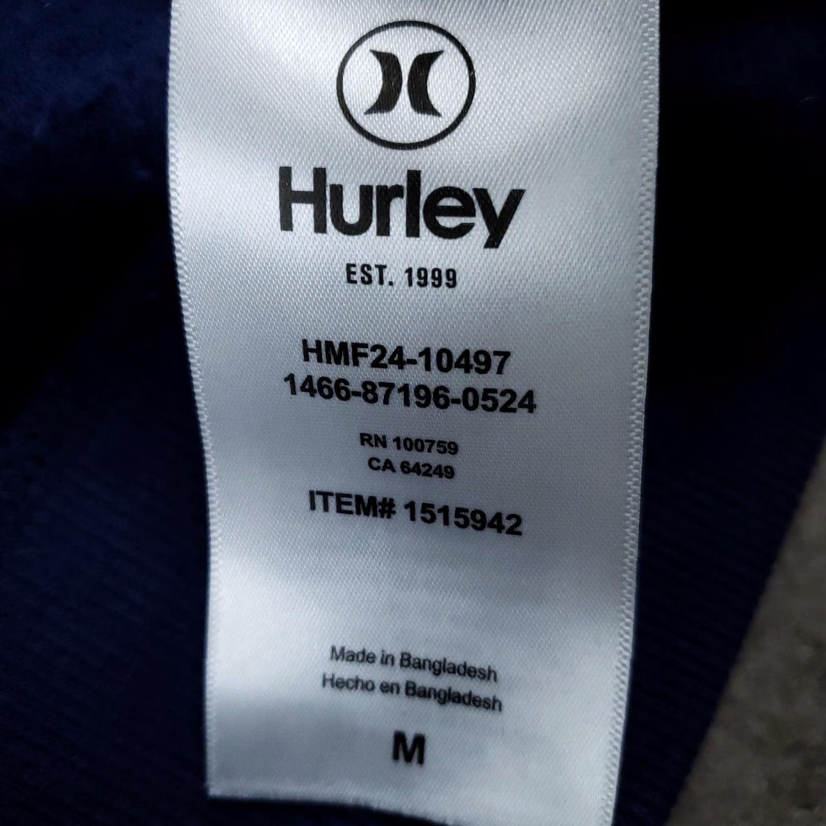 Hurley Hurley Hoodie Mens M Blue Hex Graphic Fleece Pullover Kangaroo Pocket Size US M / EU 48-50 / 2 - 7 Thumbnail