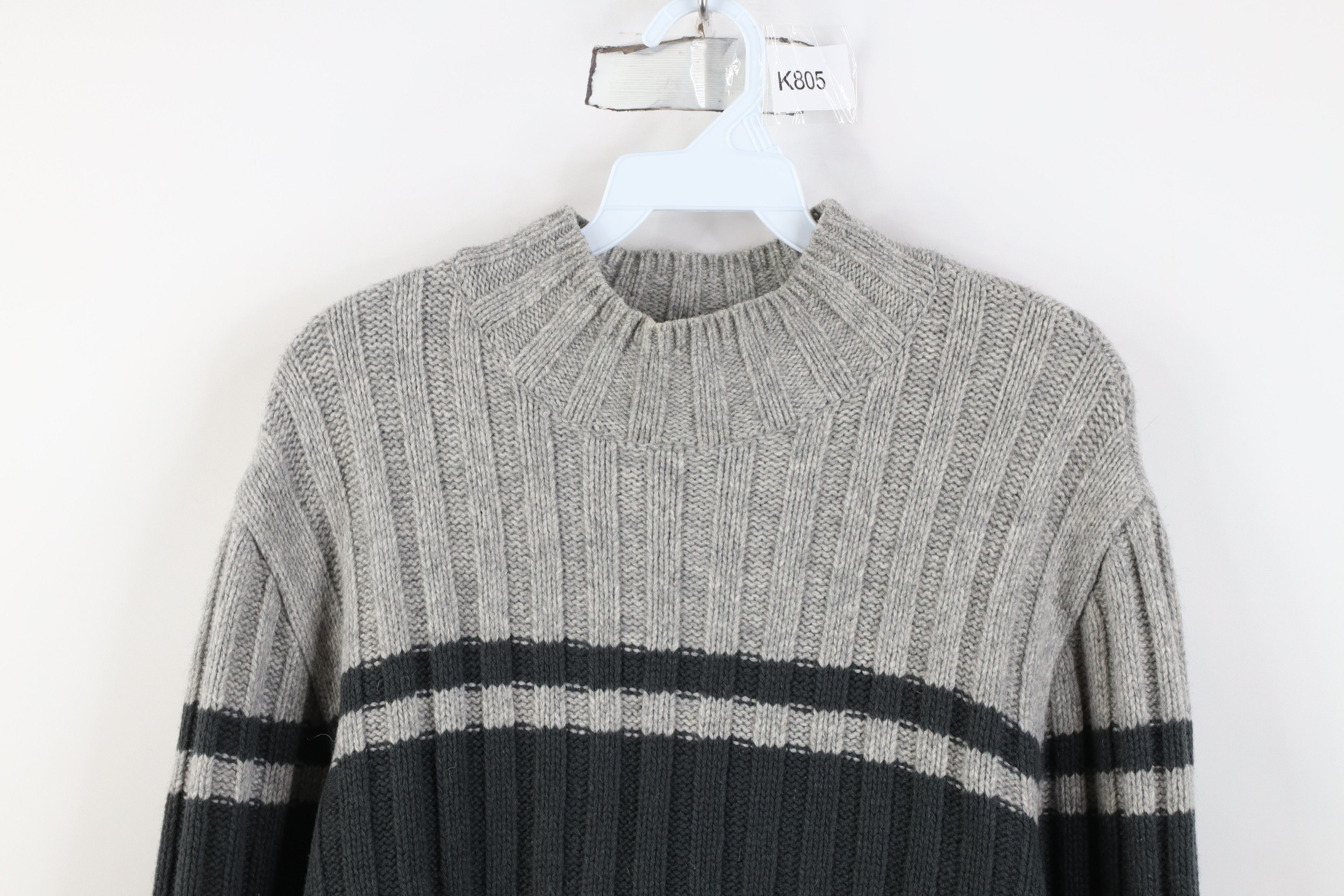 Vintage Vintage 90s Streetwear Block Ribbed Knit Mock Neck Sweater Size US M / EU 48-50 / 2 - 2 Thumbnail