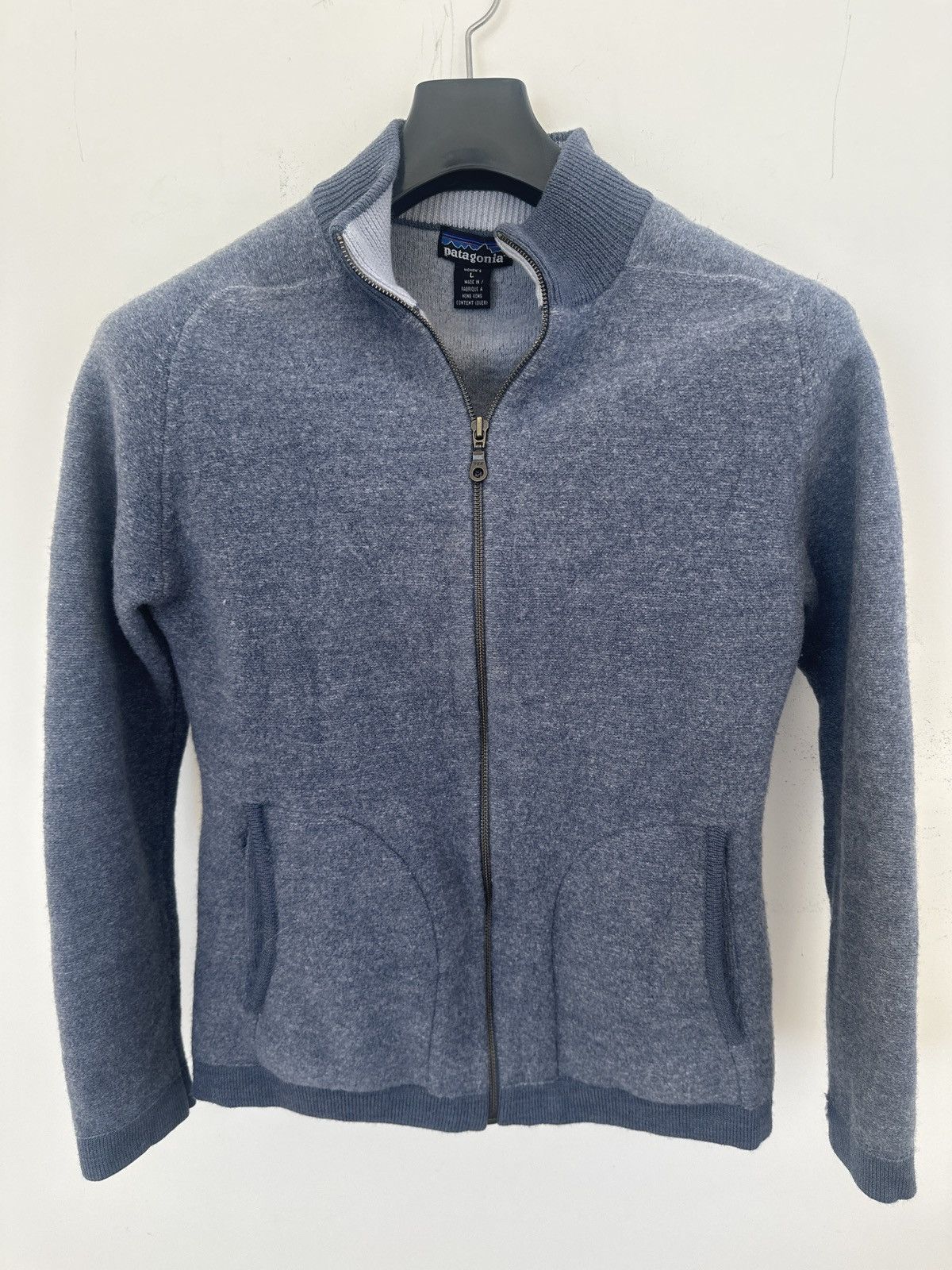 Patagonia Vintage Patagonia 100% Wool Zip-Up Sweater – Heather Blue Size L / US 10 / IT 46 - 1 Thumbnail