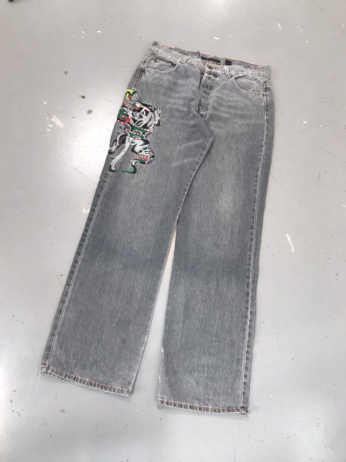 Ed Hardy × Vintage Vintage Edhardy crazy panther snake embroidered denim Size US 34 / EU 50 - 3 Thumbnail