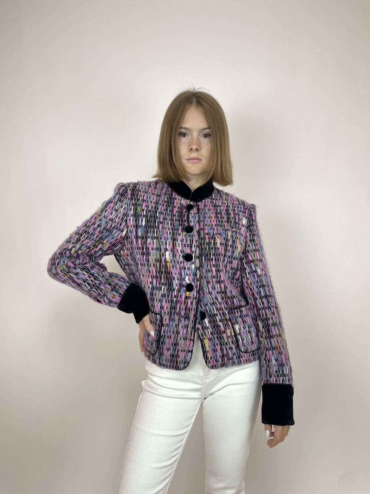 Vintage BARBARA LOHMANN COUTURE Blazer Angora/Cashmere/Silk size 36 Size XS / US 0-2 / IT 36-38 - 1 Thumbnail
