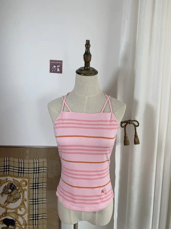Burberry Burberry Pink Striped Cotton T-Shirt for Women Size M / US 6-8 / IT 42-44 - 1 Thumbnail