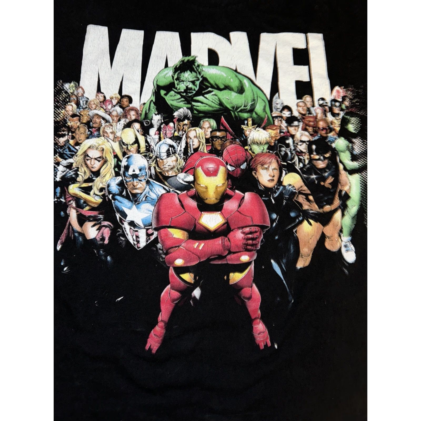 Vintage Marvel Character T-Shirt Black Large 22x26 Iron Man Spider-Man Hulk Size US L / EU 52-54 / 3 - 2 Thumbnail