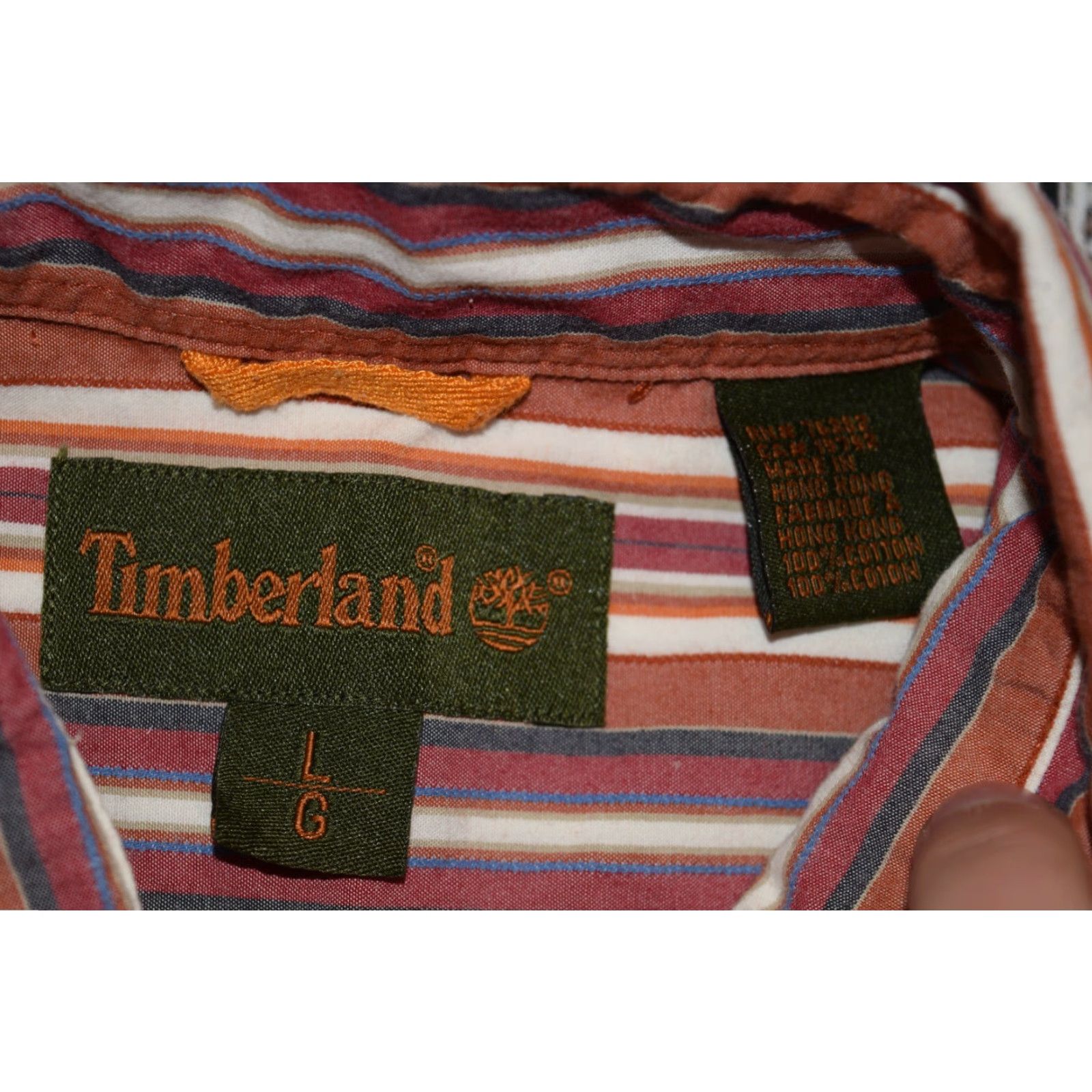 Timberland TIMBERLAND Button-Up Shirt Striped Cotton Mens Large Red Rust White Y2K 2000s Casual Formal Workwear Mens) Size US L / EU 52-54 / 3 - 6 Thumbnail