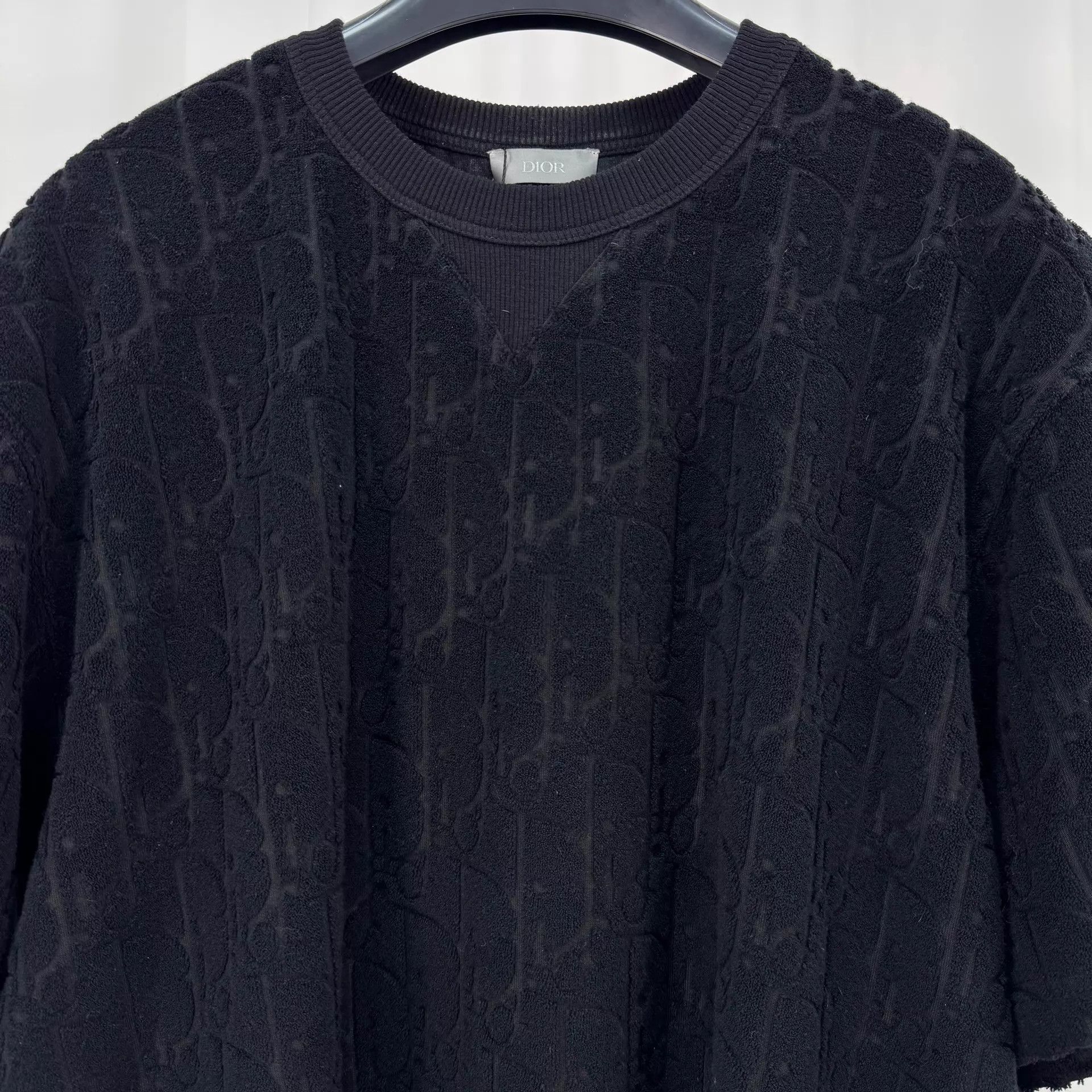 Dior Men's Black Oblique AOP Terry Tee L 99 New