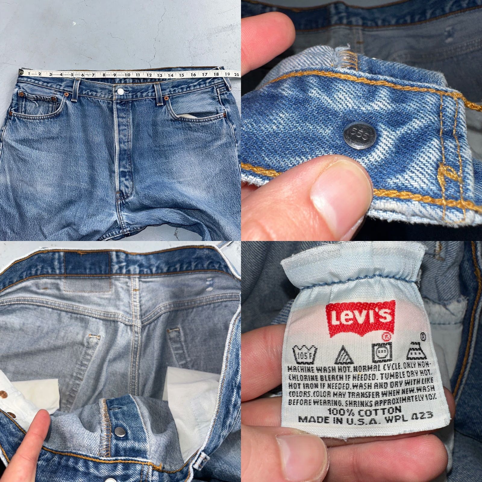 Levi's VINTAGE Levi's 501 Jeans - Straight Leg - Denim Blue - 42x32 - Mid Rise - Mens - 90s USA Theme - Regular Inseam 32 Size US 42 / EU 58 - 8 Thumbnail
