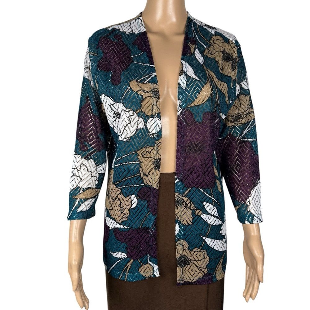 Other Alfred Dunner Floral Open Front Cardigan Size M Size M / US 6-8 / IT 42-44 - 1 Thumbnail