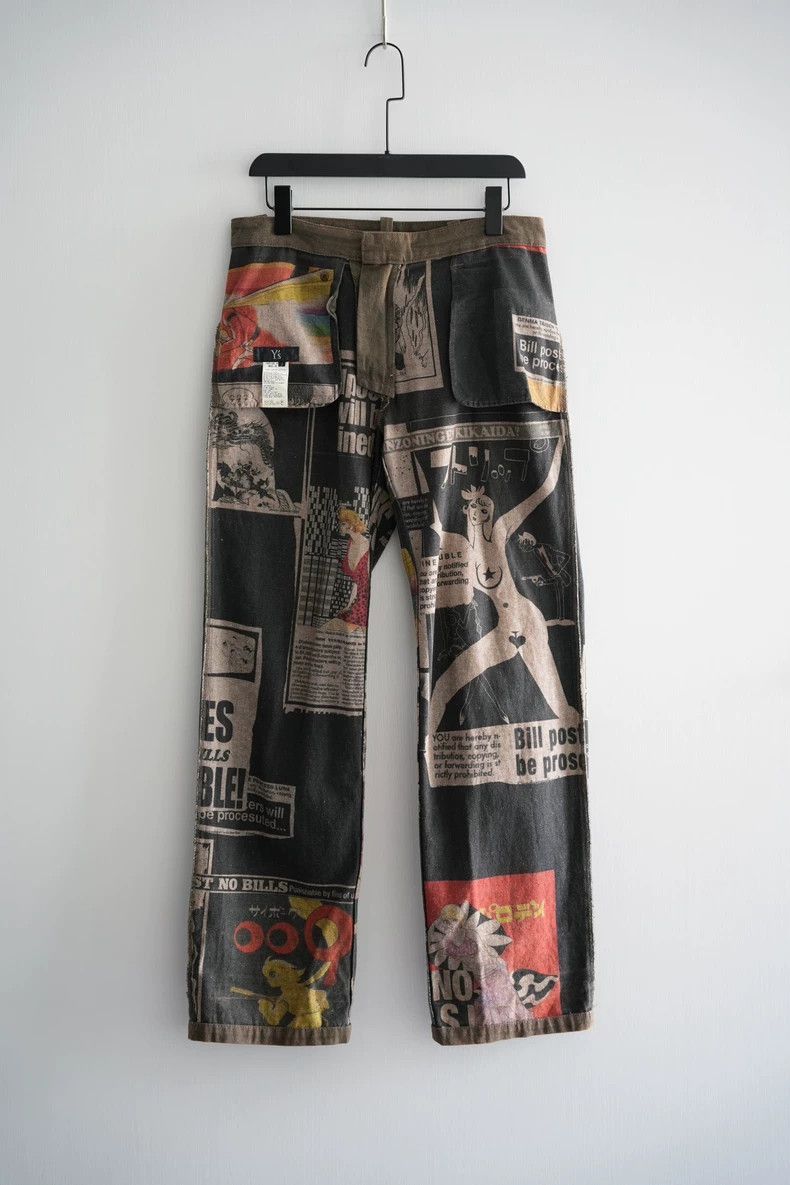Yohji Yamamoto Yohji Yamamoto Yohji Yamamoto 07AW Comic Print Pants Size US 32 / EU 48 - 1 Thumbnail