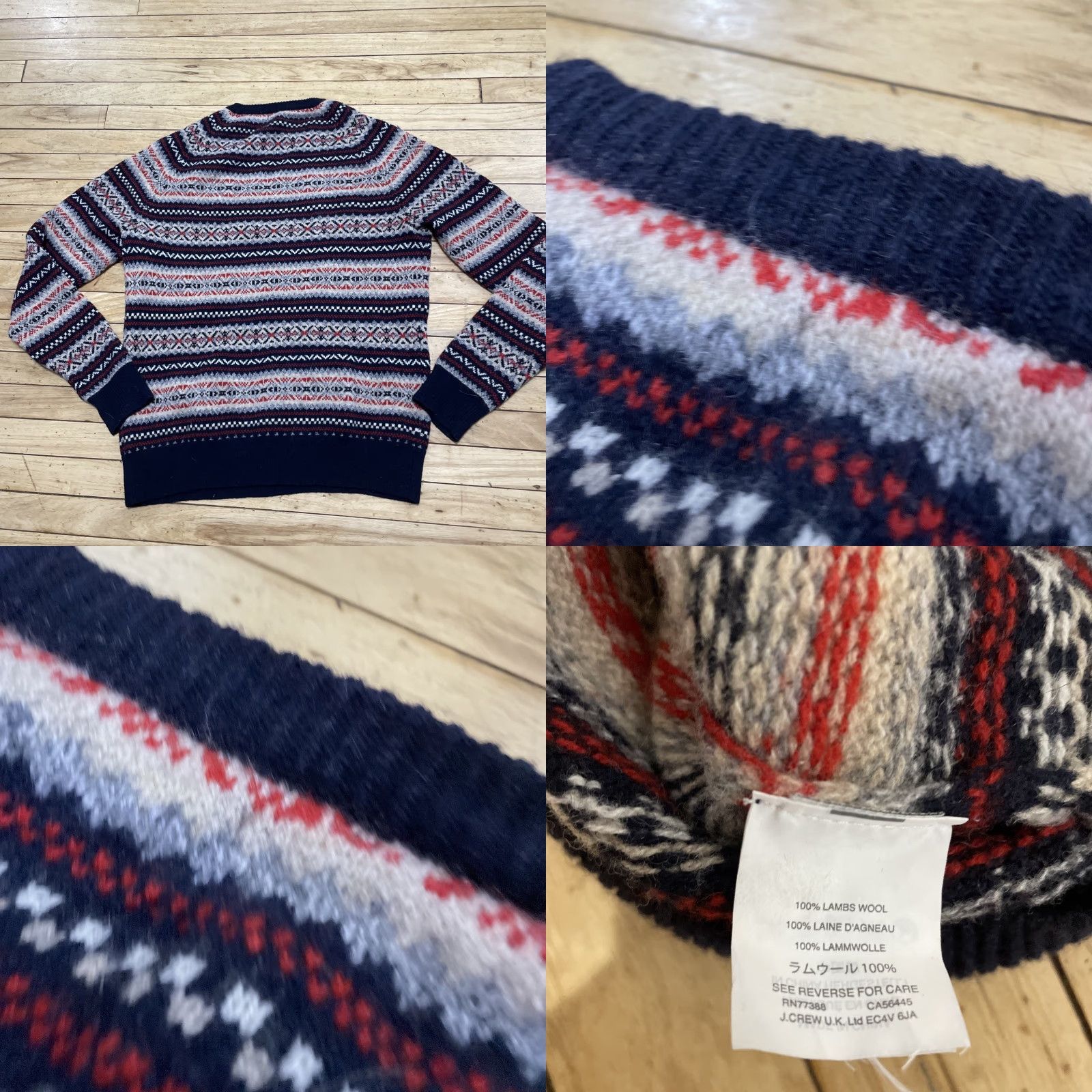 J.Crew VINTAGE J.CREW 100% Wool Fair Isle Sweater Men Adult L Red Blue Cream Nordic Crew Neck Size L / US 10 / IT 46 - 9 Thumbnail