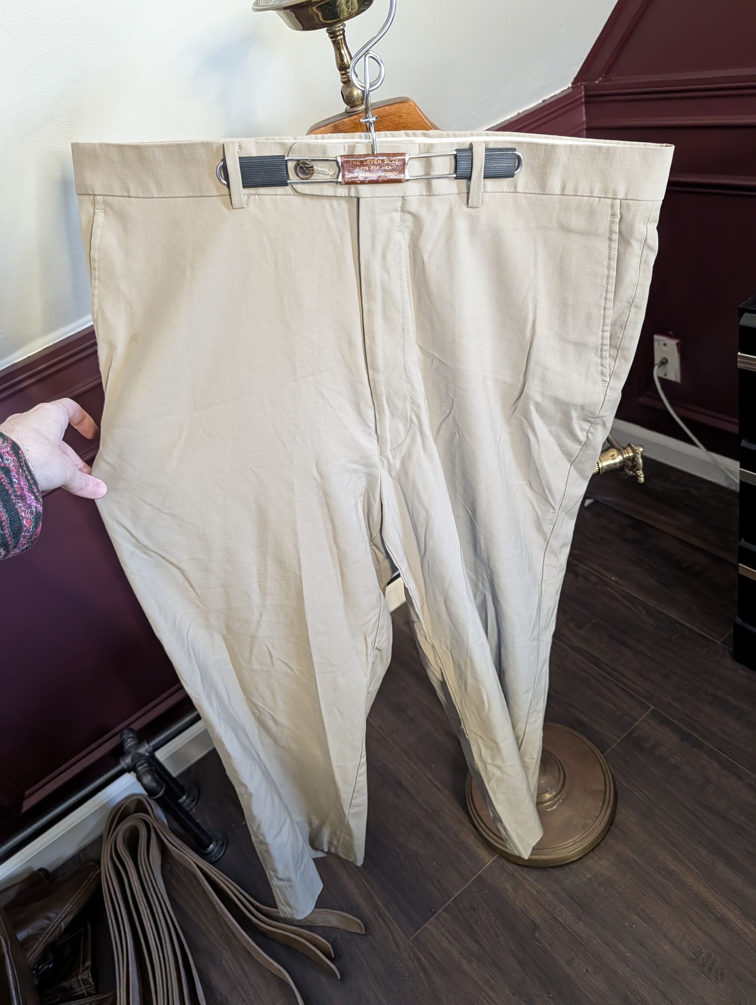 Barneys New York Vintage beige wool twill trousers / dress pants Size US 38 / EU 54 - 2 Thumbnail