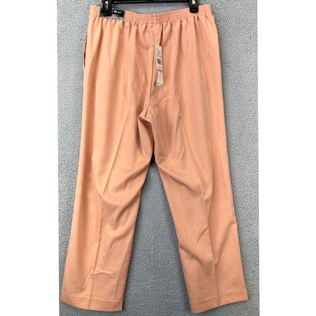 Vintage Alfred Dunner Pants Womens 10 Pink Peach Keen Stretch Straight Leg Pull Ladies NEW Size 32" / US 10 / IT 46 - 2 Thumbnail