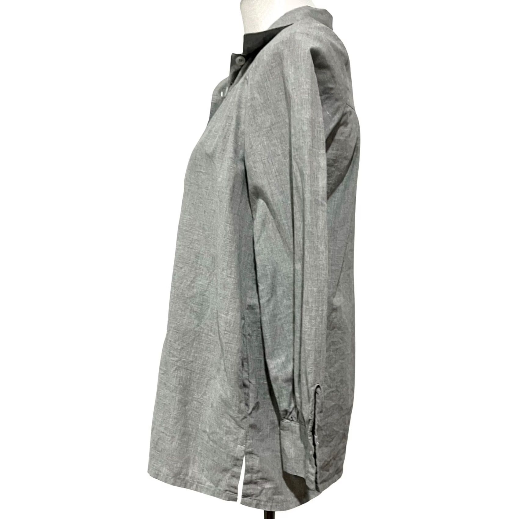 Vintage Kayce Hughes Blouse Womens Popover Top Gray Collared Long Sleeve with Pockets Size 2 Regular XS? Size XS / US 0-2 / IT 36-38 - 3 Thumbnail