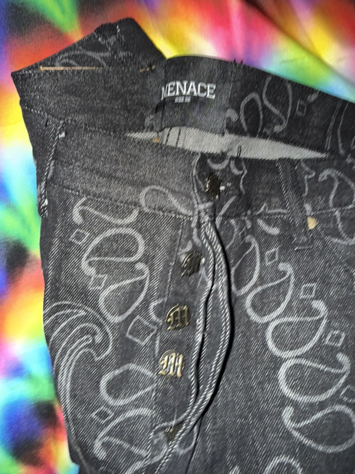 Menace Menace All Over Print Paisley Denim Jean Black Size US 36 / EU 52 - 6 Thumbnail