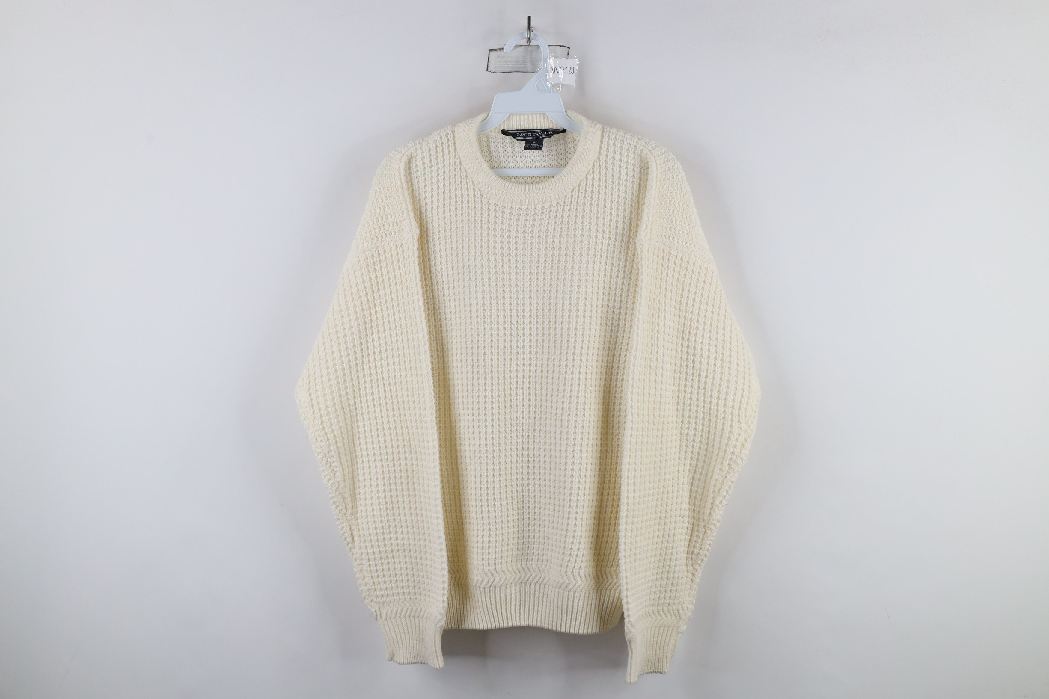 Vintage Vintage 90s Streetwear Chunky Thermal Knit Sweater Cream Size US M / EU 48-50 / 2 - 1 Thumbnail