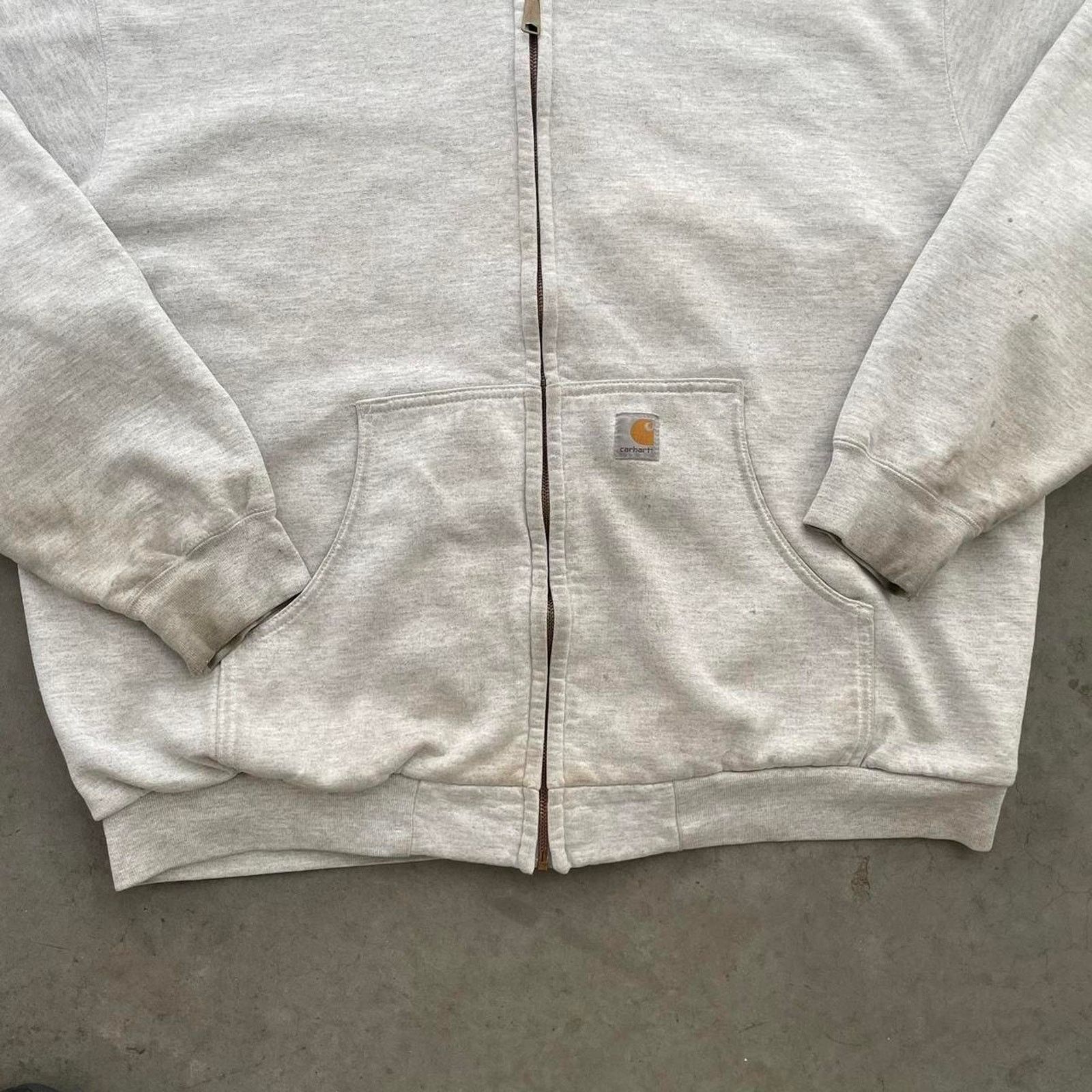 Carhartt Vintage Carhartt Grey Distressed Heavy Hoodie Size US XXL / EU 58 / 5 - 3 Thumbnail