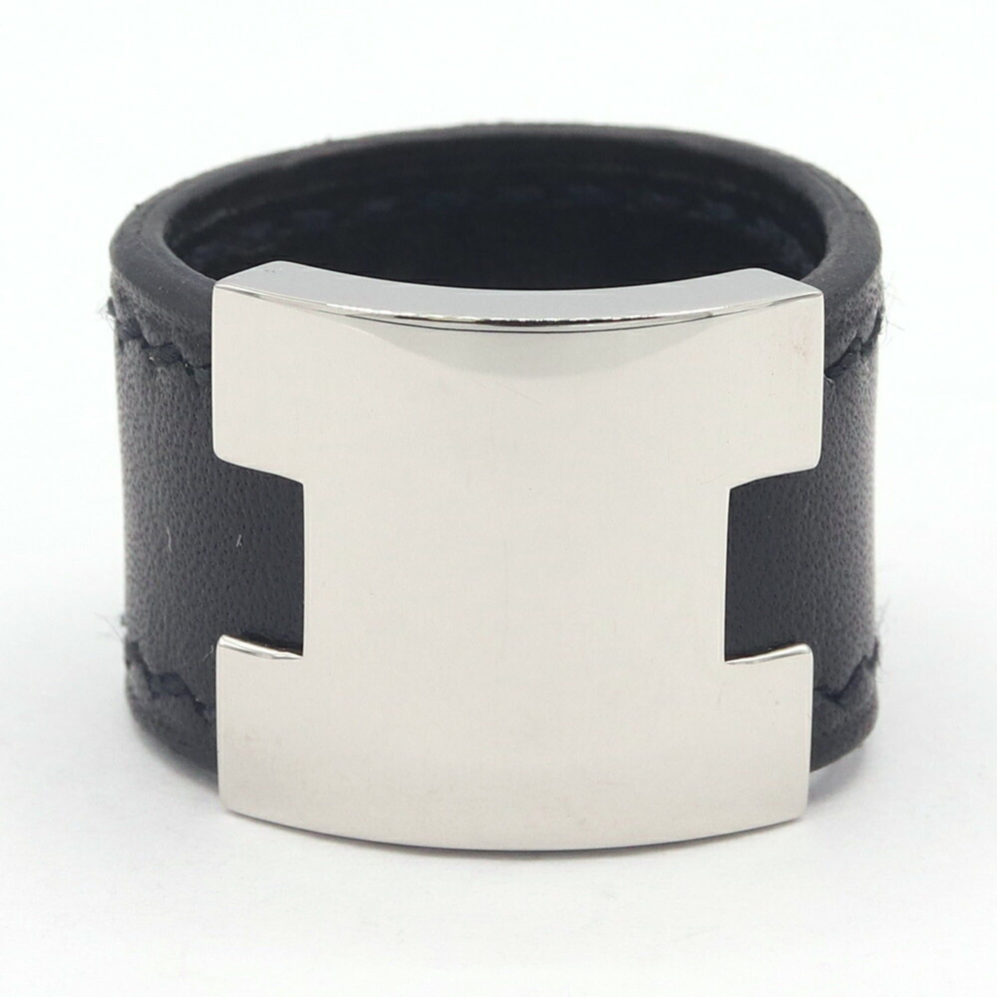 Hermes Hermes Ring, Roulie Black Silver Leather Metal Women's HERMES Size ONE SIZE - 1 Thumbnail