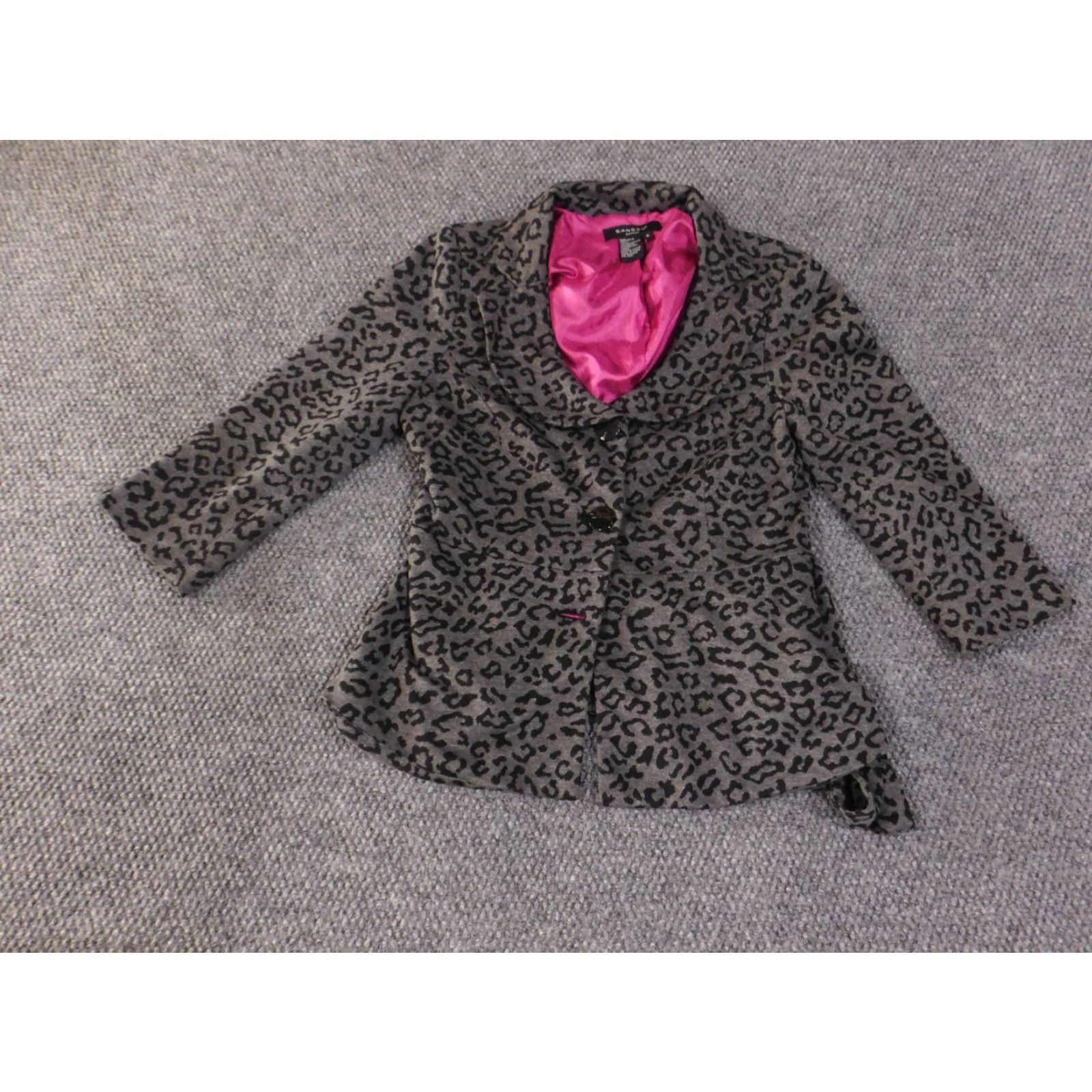 Sandro Sandro Blazer Womens Small Gray Leopard Print Pink Lined Button Front Jacket Size S / US 4 / IT 40 - 3 Thumbnail