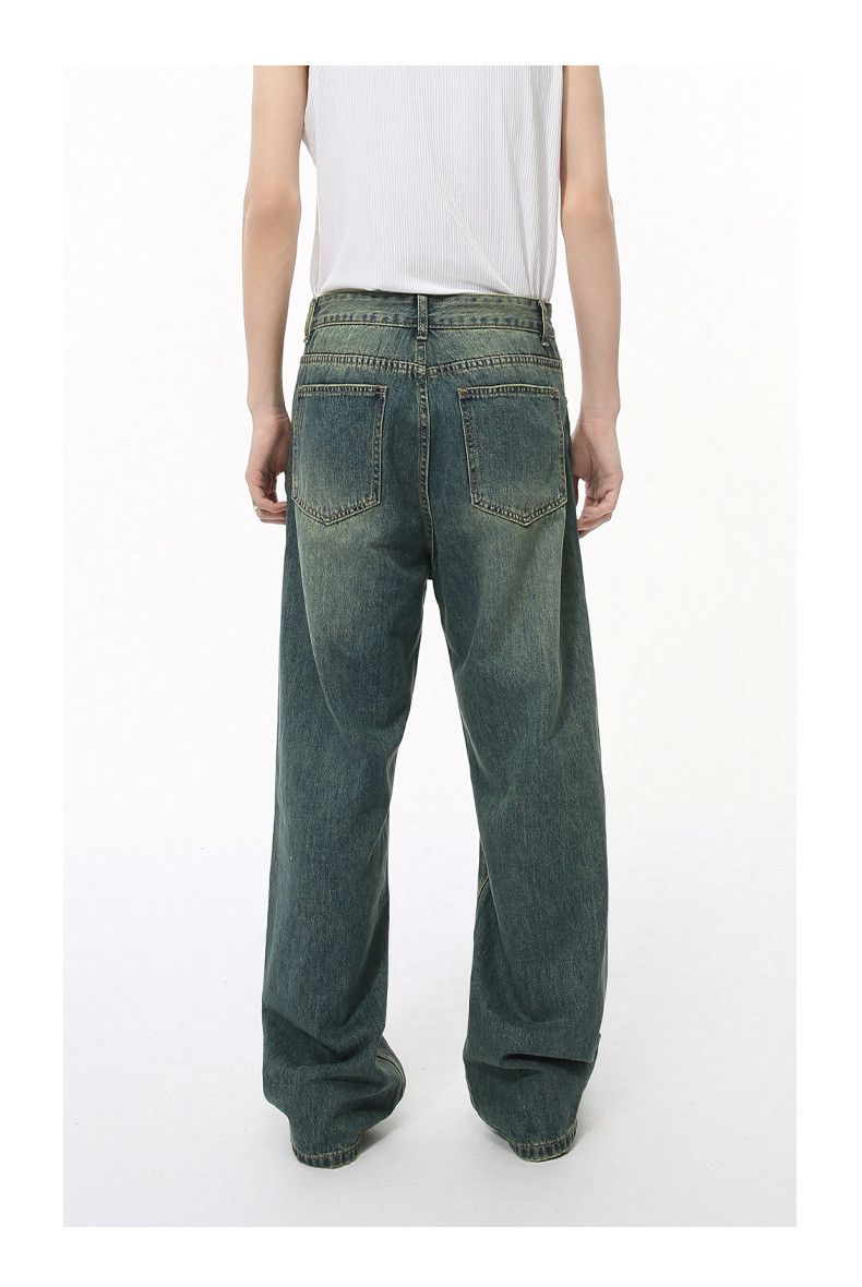 Japanese Brand × Jean Simple straight loose distressed washed denim trousers Size US 32 / EU 48 - 4 Thumbnail