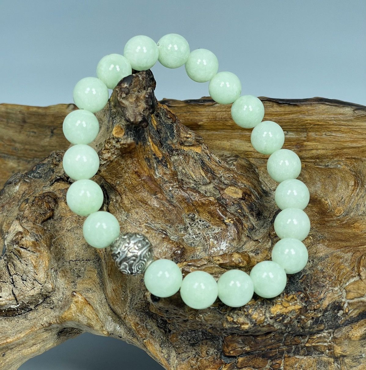 Handmade Icy Translucent Untreated Jadeite Jade Beaded Bracelet Size ONE SIZE - 11 Thumbnail