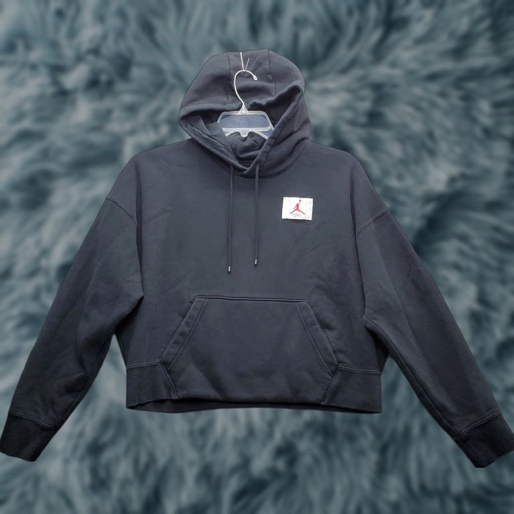 Jordan Brand Jordan Hoodie Unisex M Black Pullover Cropped Fleece Lined Hoodie Drawstring Size US M / EU 48-50 / 2 - 1 Thumbnail
