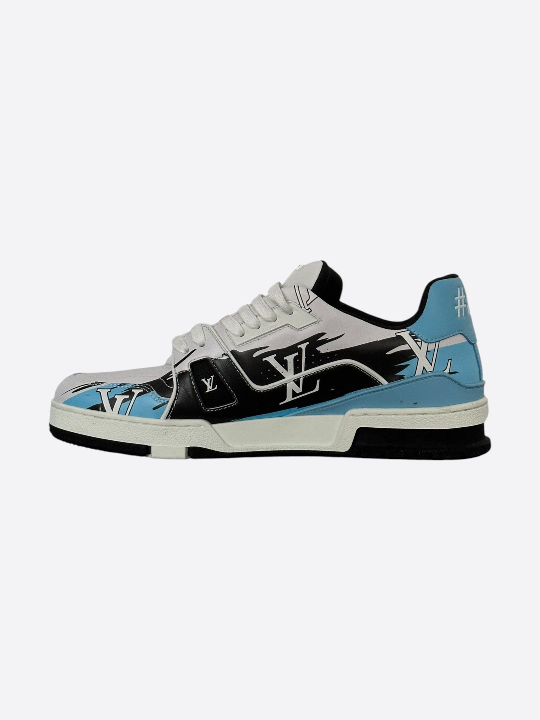 Louis Vuitton Louis Vuitton Black & Blue Logo Trainers Size US 10 / EU 43 - 3 Thumbnail