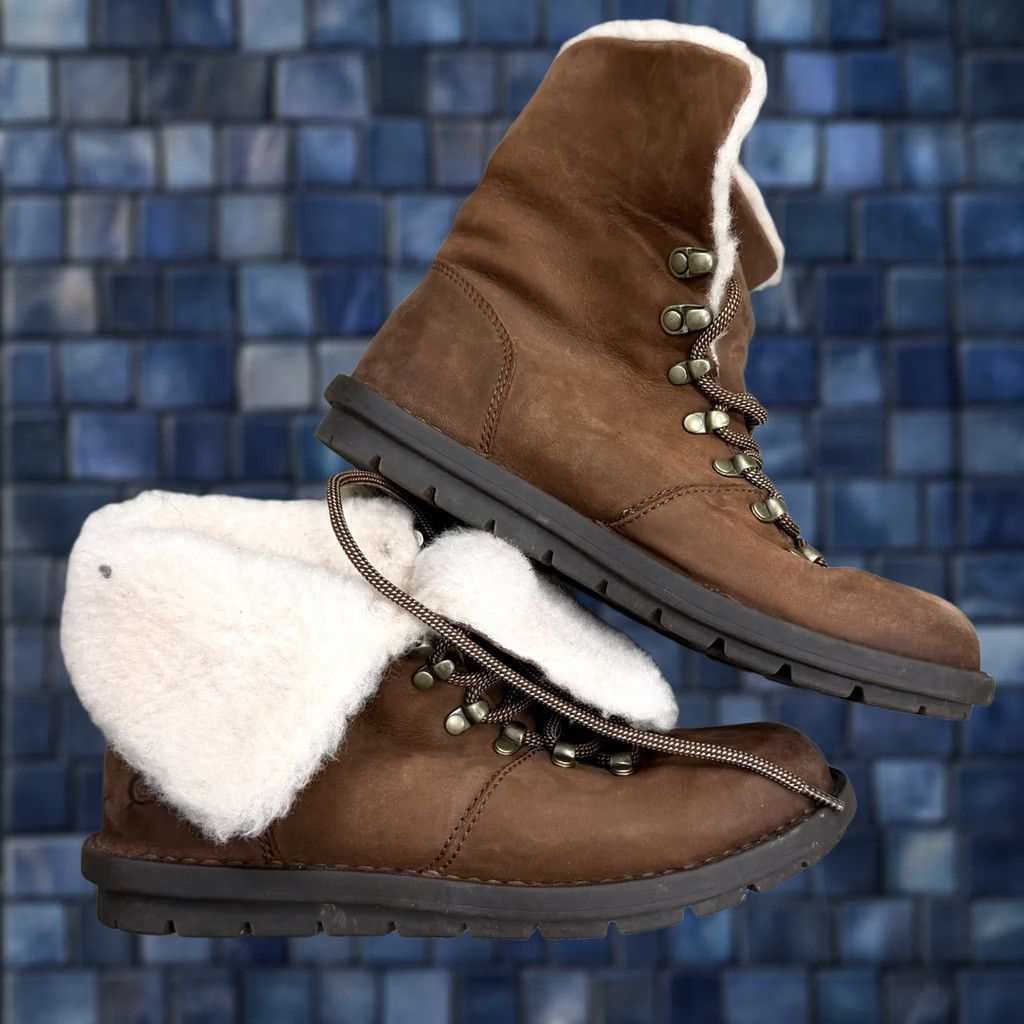 Born Born Blaine Shearling Ankle Boots Brown Leather Womens Size 8 M Shoes Size US 6 / IT 36 - 1 Thumbnail