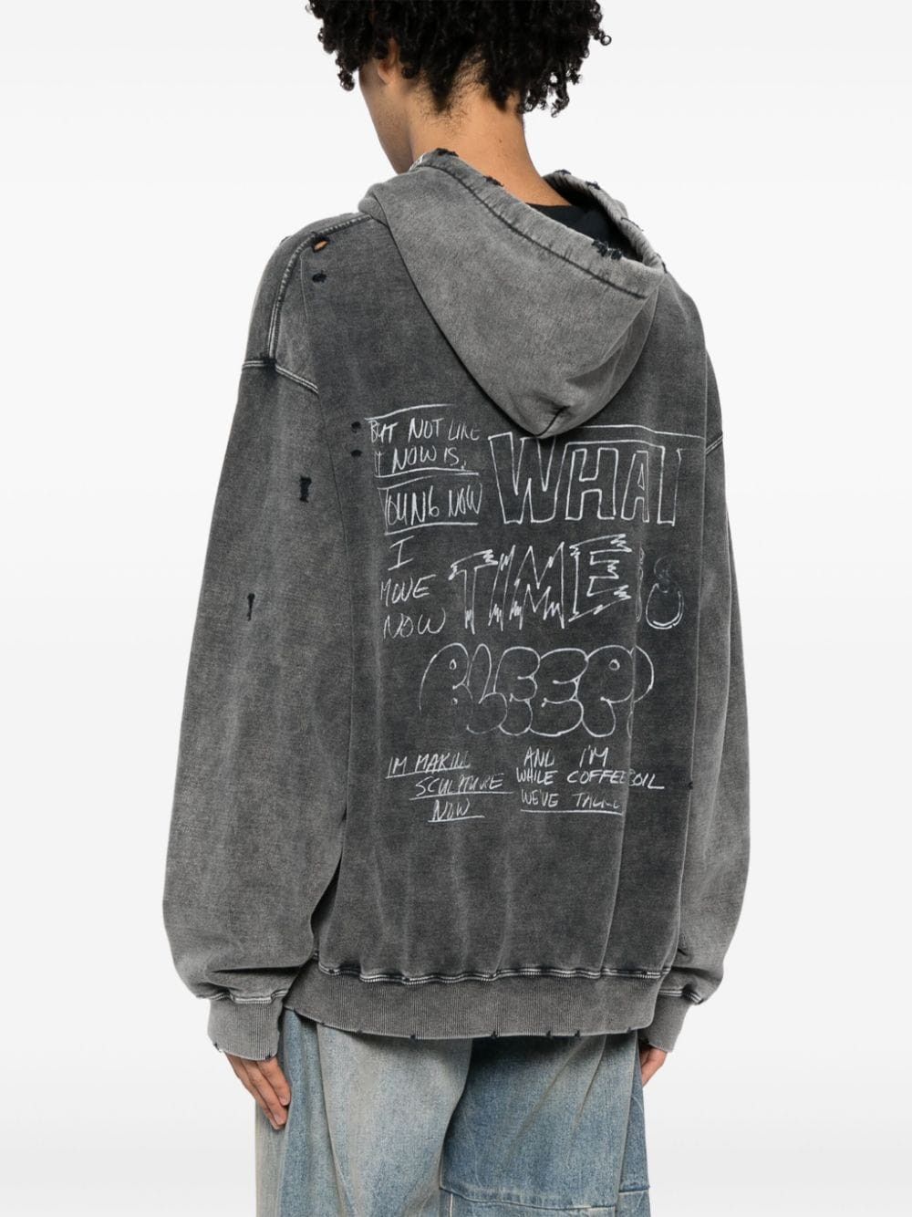 Maison MIHARA YASUHIRO o1mle0924 Bleached Hoodie in Black Size US M / EU 48-50 / 2 - 4 Thumbnail