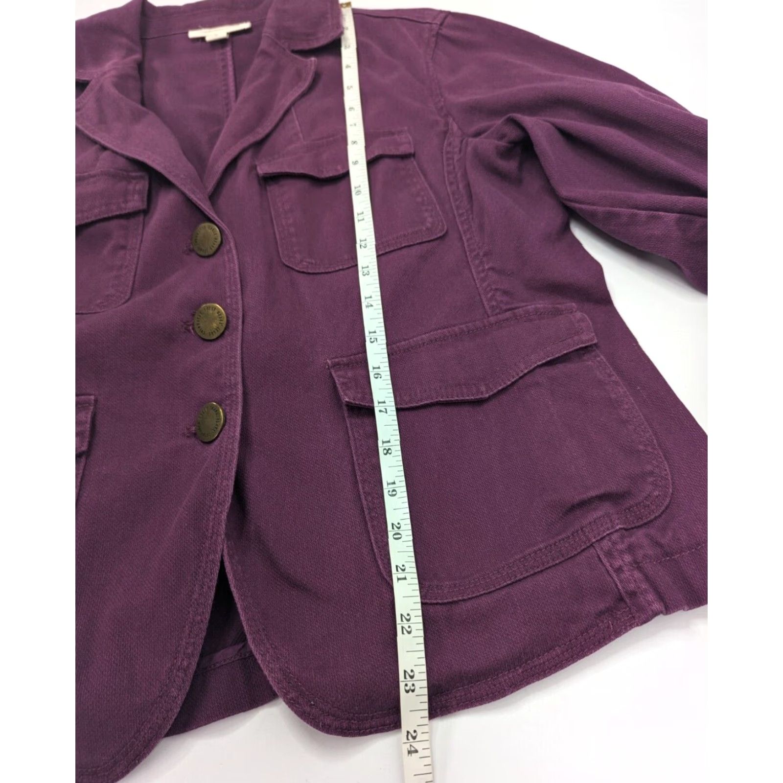 Coldwater Creek Coldwater Creek Women's Plum Purple Button Collared Flap Pockets Jacket Size 10 Size L / US 10 / IT 46 - 4 Thumbnail