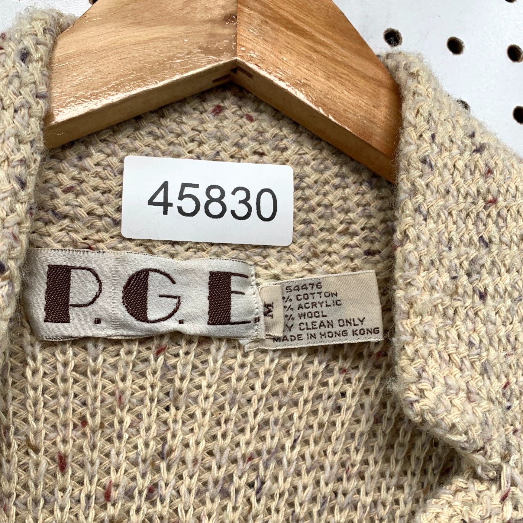 Vintage VINTAGE P.G.E Wool Cardigan Sweater Womens Medium Beige Knit Open Pockets Size M / US 6-8 / IT 42-44 - 4 Thumbnail