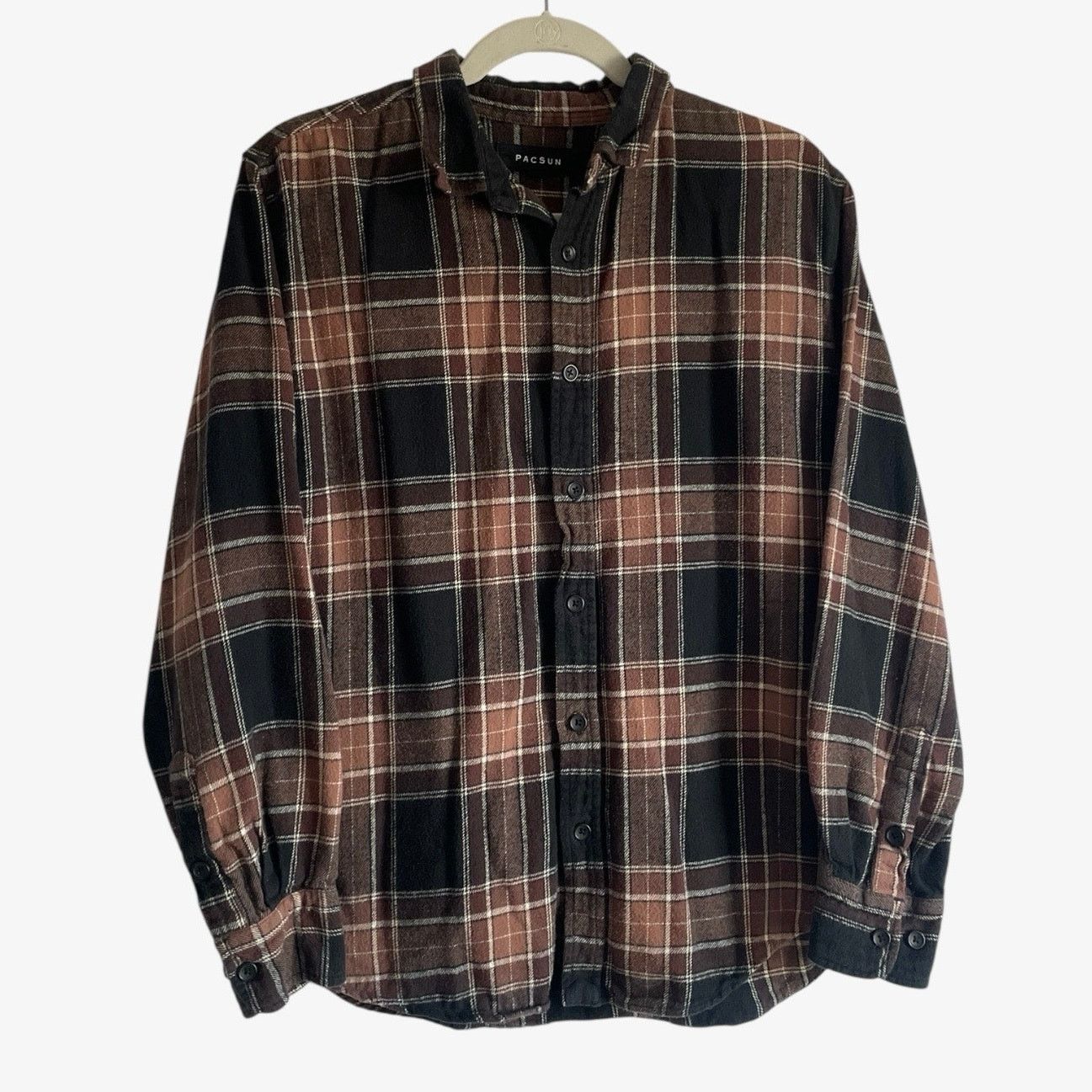Pacsun PacSun Mens Brown & Black Plaid Button Down Shirt Size US M / EU 48-50 / 2 - 1 Thumbnail