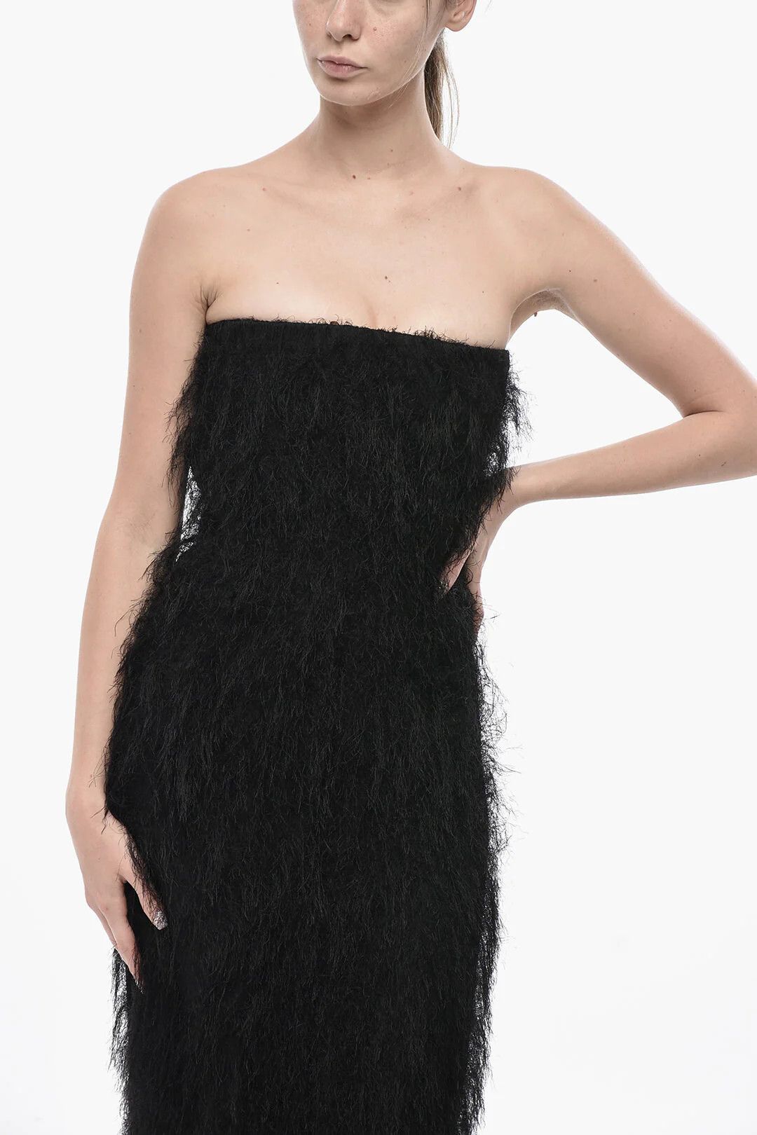 Salvatore Ferragamo og1mm0326 Halter Neck Stretch Cotton Dress in Black Size XS / US 0-2 / IT 36-38 - 4 Thumbnail
