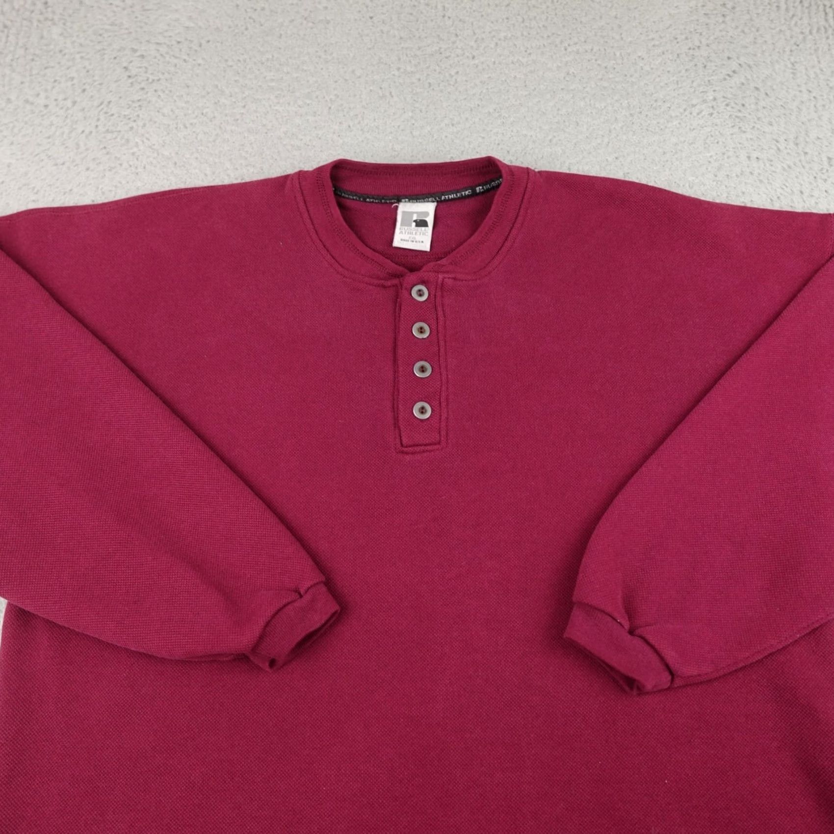 Russell Athletic VINTAGE Russell Athletic Sweatshirt Mens 2XL Red Henley Thermal Made In USA 90s Size US XXL / EU 58 / 5 - 3 Thumbnail