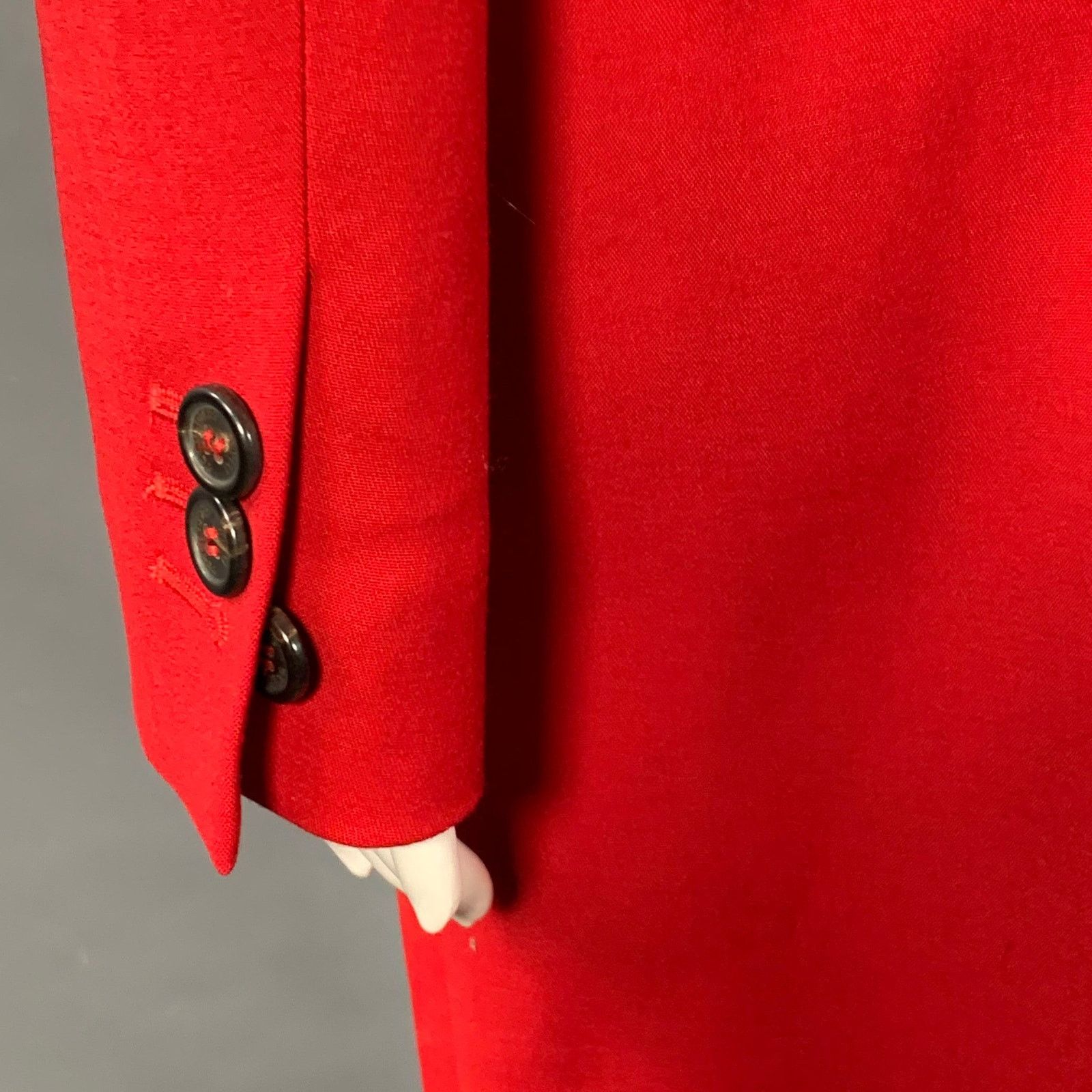 Dsquared2 Size M Red Wool Blend Double Breasted Peak Lapel Coat Size M / US 6-8 / IT 42-44 - 4 Thumbnail