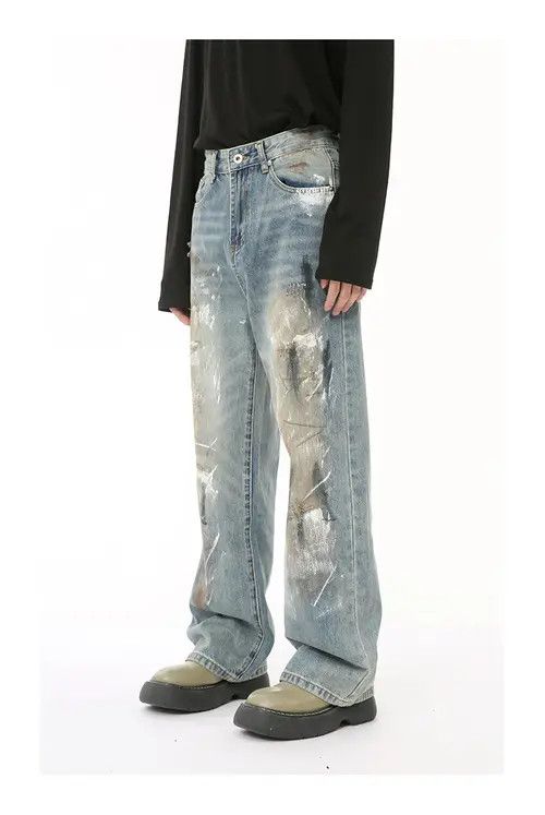 VIBE Washed and distressed style dirty graffiti jeans Size US 32 / EU 48 - 3 Thumbnail