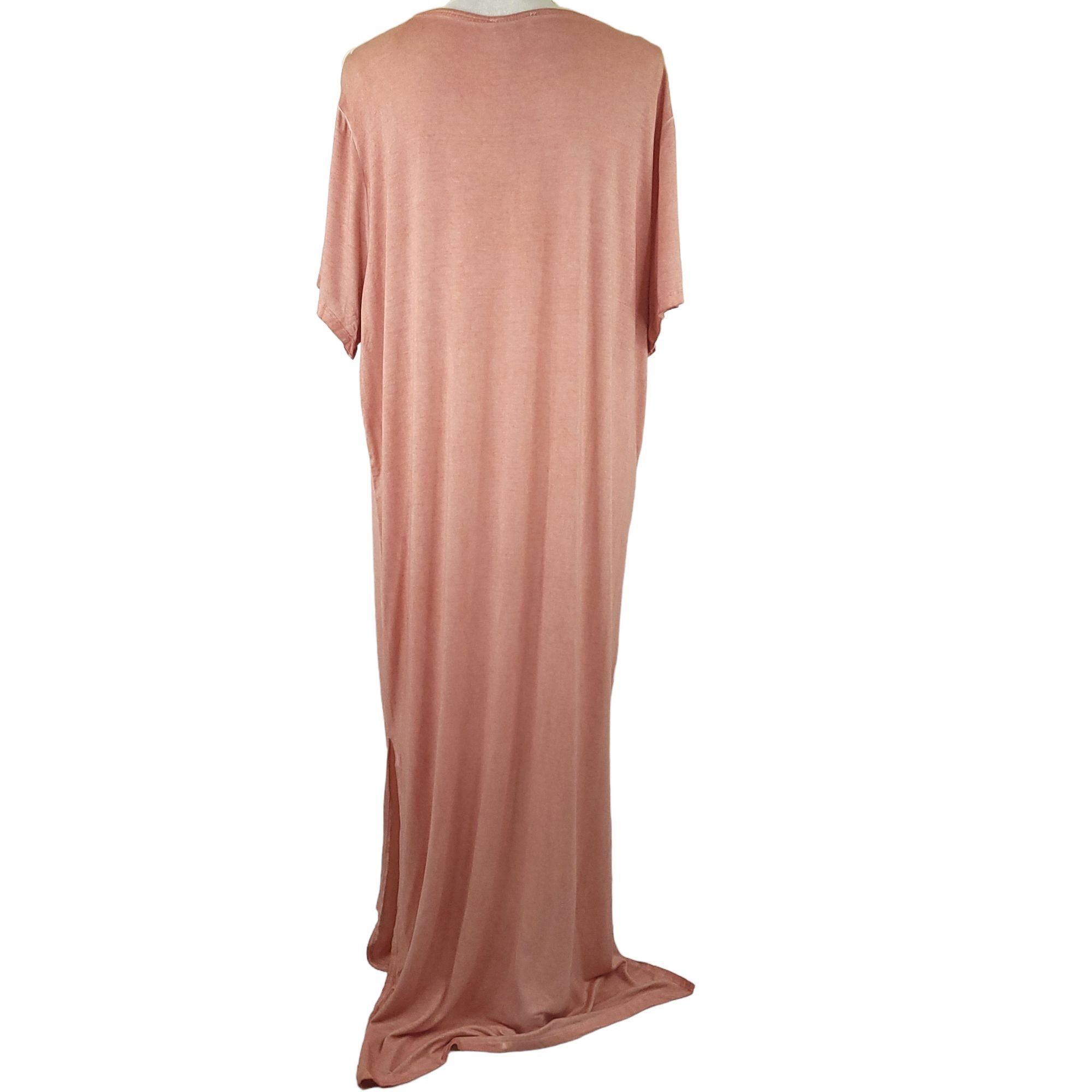 Other Umgee Pink Maxi Dress L Side Slit Short Sleeve Scoop Neck Size L / US 10 / IT 46 - 4 Thumbnail