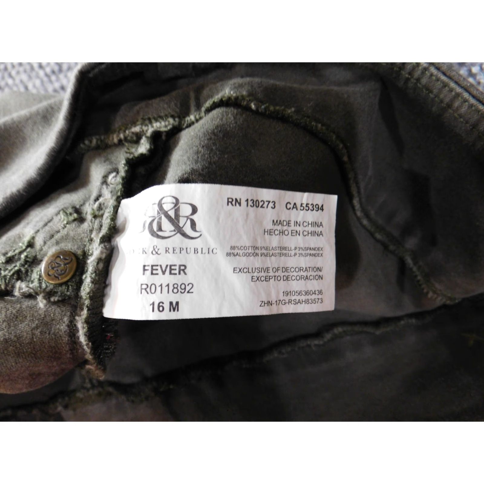 Vintage Rock & Republic Jeans Womens 16 Green Pull On Denim 27in Inseam Slimming Stretch Pockets Designer Vintage No Size 38" / US 16 / IT 52 - 5 Thumbnail