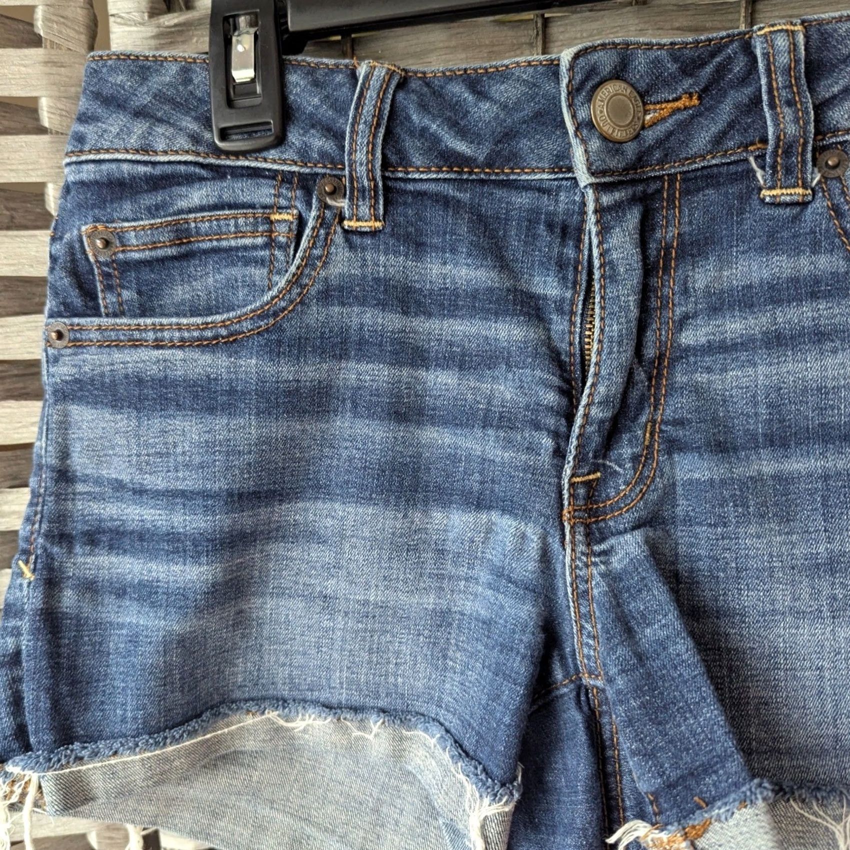 American Eagle Outfitters American Eagle Outfitters Shortie Jean Shorts Cut-Off Medium Wash 29 Blue Womens Casual Retro Y2K Stretch Denim Shorts Size 29" - 2 Thumbnail