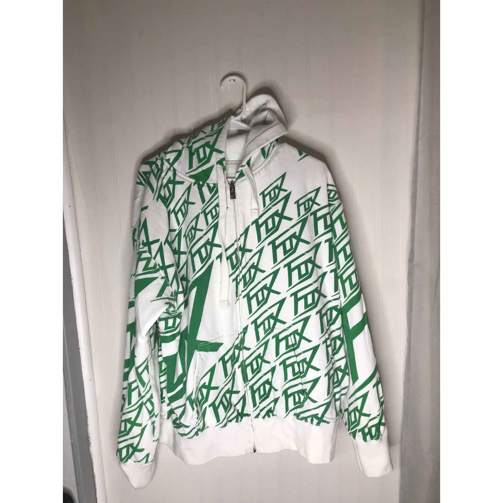 image of Fox Racing Hoodie Sweatshirt XL Y2K Motocross Reverse Heavy in Green, Men's