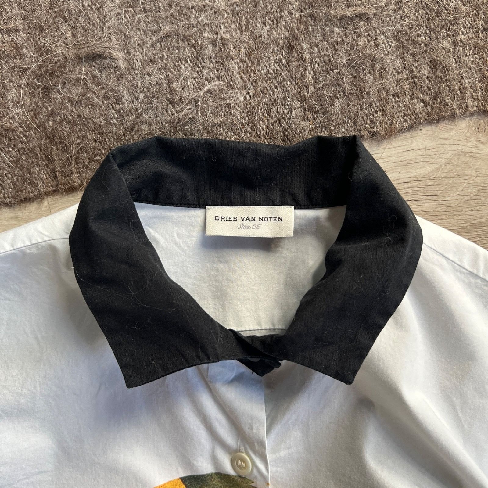 Dries Van Noten Dries Van Noten Women’s Button-Up White Yellow Rose Floral P Size S / US 4 / IT 40 - 3 Thumbnail