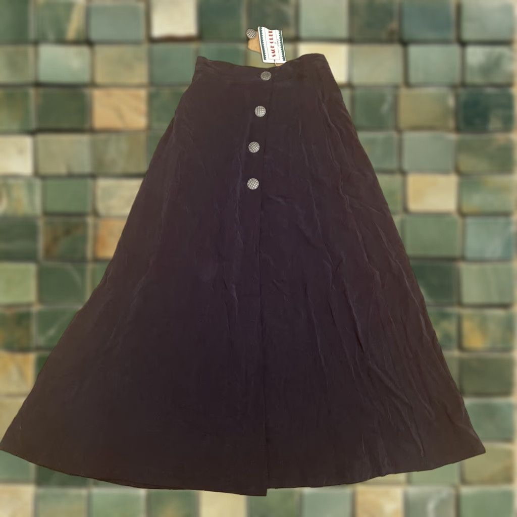 Vintage VINTAGE Sage Creek Liz Ence Maxi Skirt Womens Small Navy Silver Button Front NWT Size 28" / US 6 / IT 42 - 1 Thumbnail