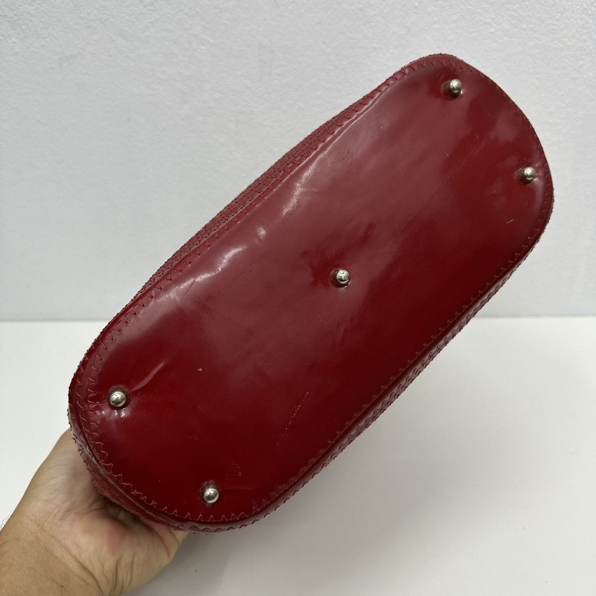 Vintage ‼️YES‼️AUTHENTIC GUCCI BAMBOO 1990s RED PATENT LEATHER HANDBAG Size ONE SIZE - 8 Thumbnail
