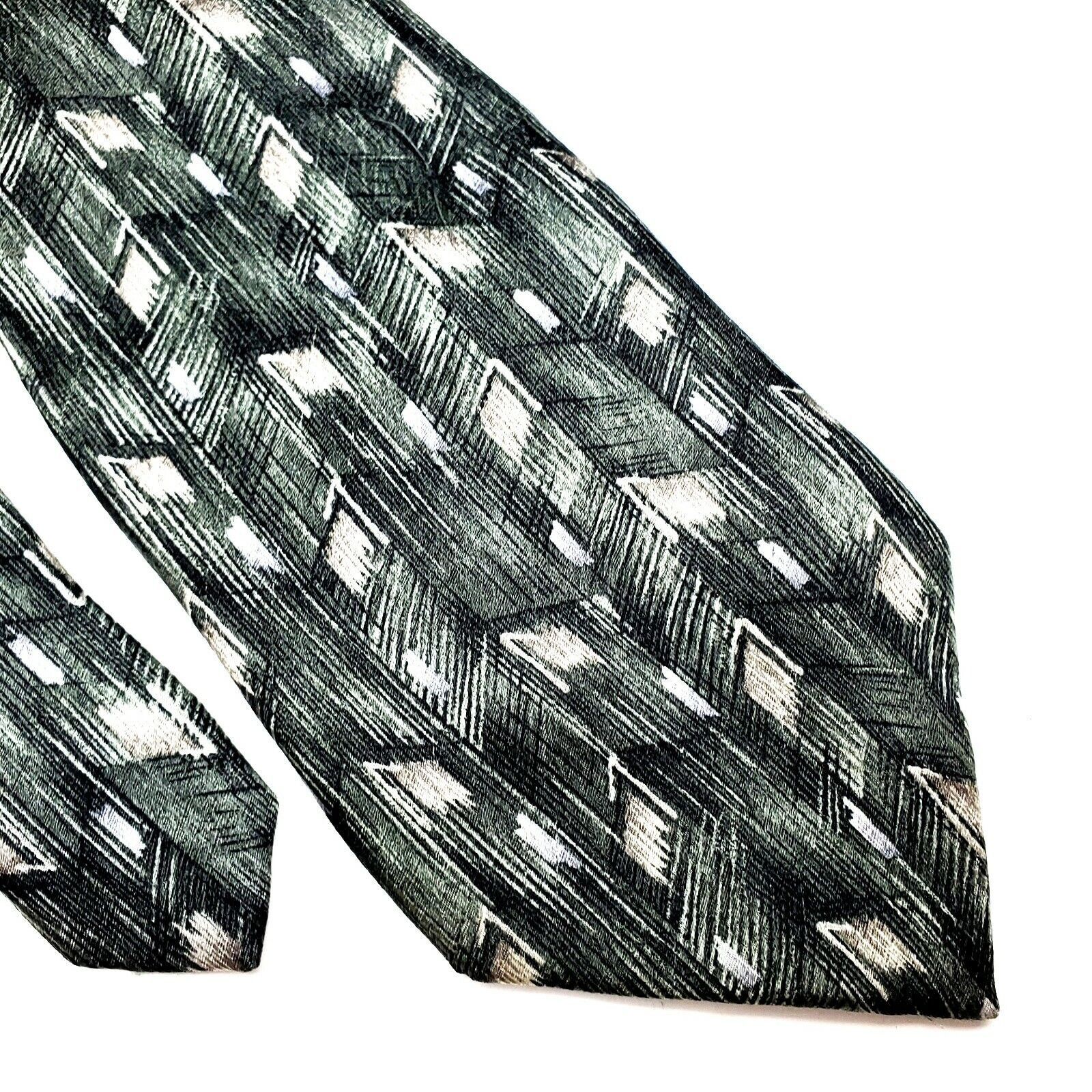 Pierre Cardin Pierre Cardin Silk Tie Green Abstract Print Classic Size ONE SIZE - 1 Thumbnail