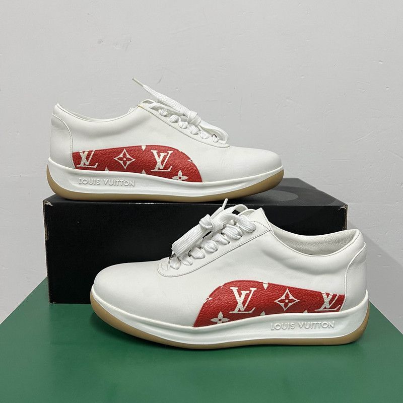 Louis Vuitton Louis Vuitton Low-Top Red & White Sneakers - Size US 8 / EU 41 - 6 Thumbnail
