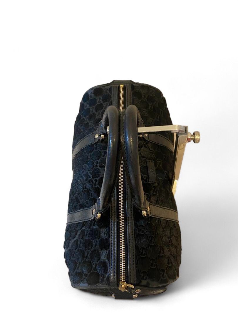 Gucci Gucci - Monogram Boston Bag Mini Trotter Shima Black Fur Size ONE SIZE - 5 Thumbnail