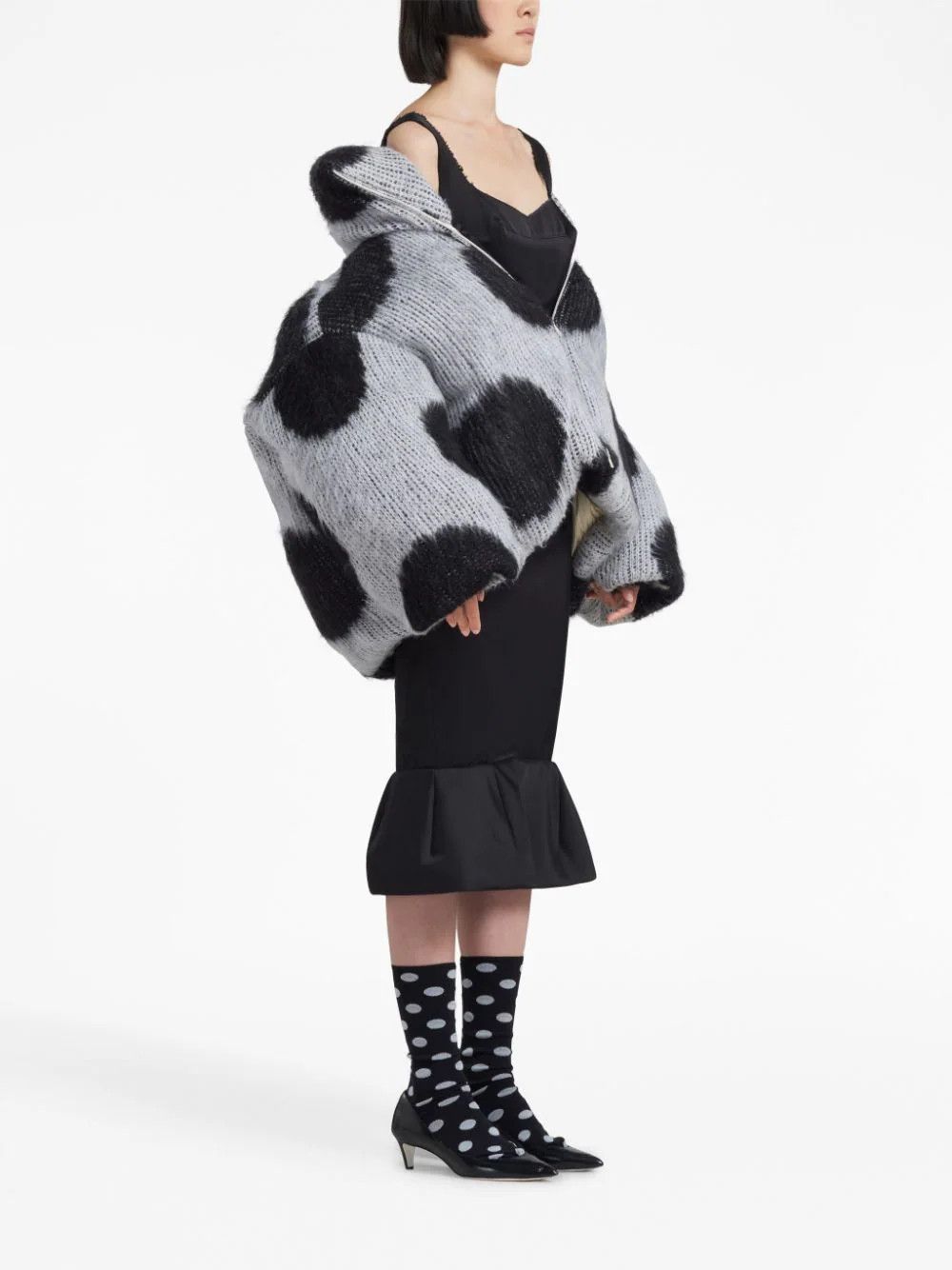 Marni o1w1db10824 Polka Dots Puffer Jacket in Grey Black Size M / US 6-8 / IT 42-44 - 3 Thumbnail